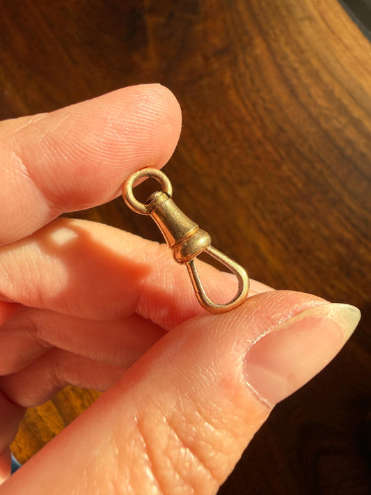 FRENCH ANTIQUE 18k GOLD Solid 2.2g Victorian Dog Clip Clasp Pendant Holder Extender Connector Neckmess Neckstack Sturdy Parts #6