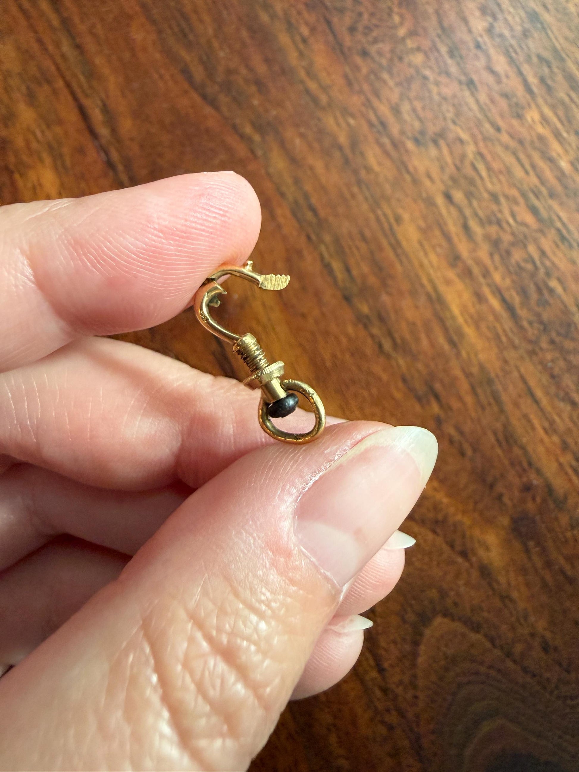 French ANTIQUE 1.2g 18k GOLD Solid Victorian Screw Bolt Dog Clip Clasp Pendant Swivel Holder Connector Neckmess Neckstack Parts #5