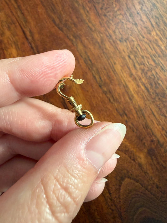 French ANTIQUE 1.2g 18k GOLD Solid Victorian Screw Bolt Dog Clip Clasp Pendant Swivel Holder Connector Neckmess Neckstack Parts #5