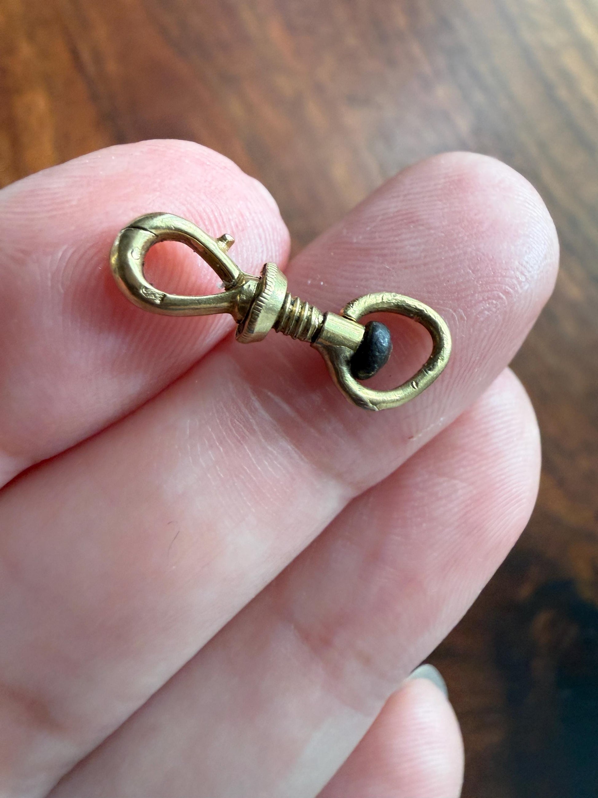 French ANTIQUE 1.2g 18k GOLD Solid Victorian Screw Bolt Dog Clip Clasp Pendant Swivel Holder Connector Neckmess Neckstack Parts #5