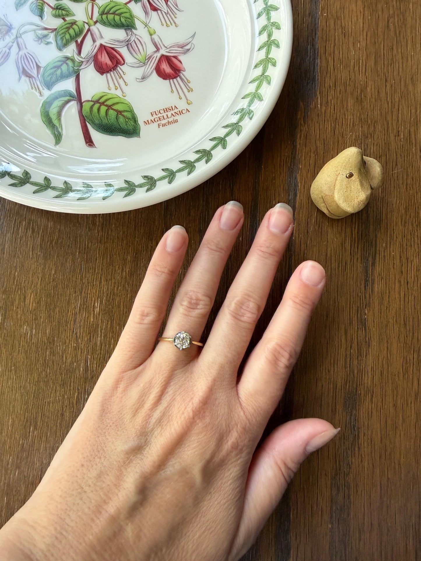 Antique .75 CARAT Natural Old Mine Cushion Elongated DIAMOND Solitaire Engagement Ring 18k Gold Solid Yellow Prong