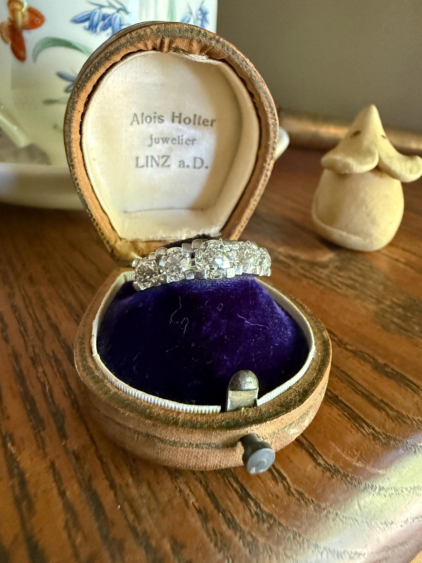 MEGA 2.6 Carat Old Mine Cut DIAMOND Ring 18k White Gold Vintage Band Tall Chunky Stacker Art Deco Wedding OMC Splayed