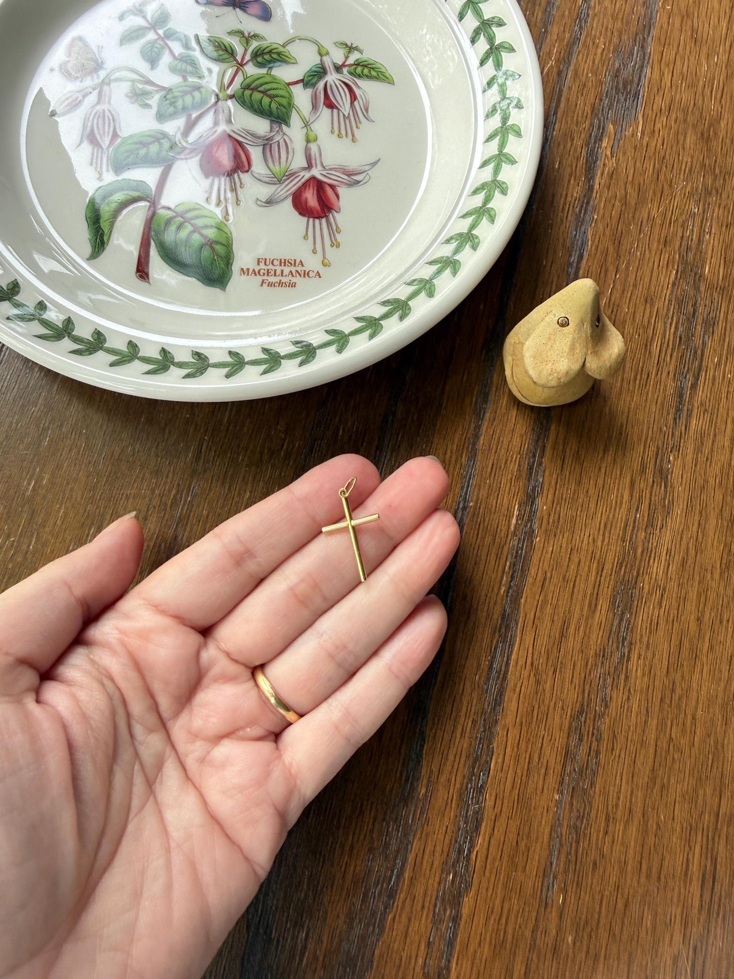 French Vintage to Antique 18k Gold Cross Pendant Necklace Dainty Minimalist Religious Gift Christian