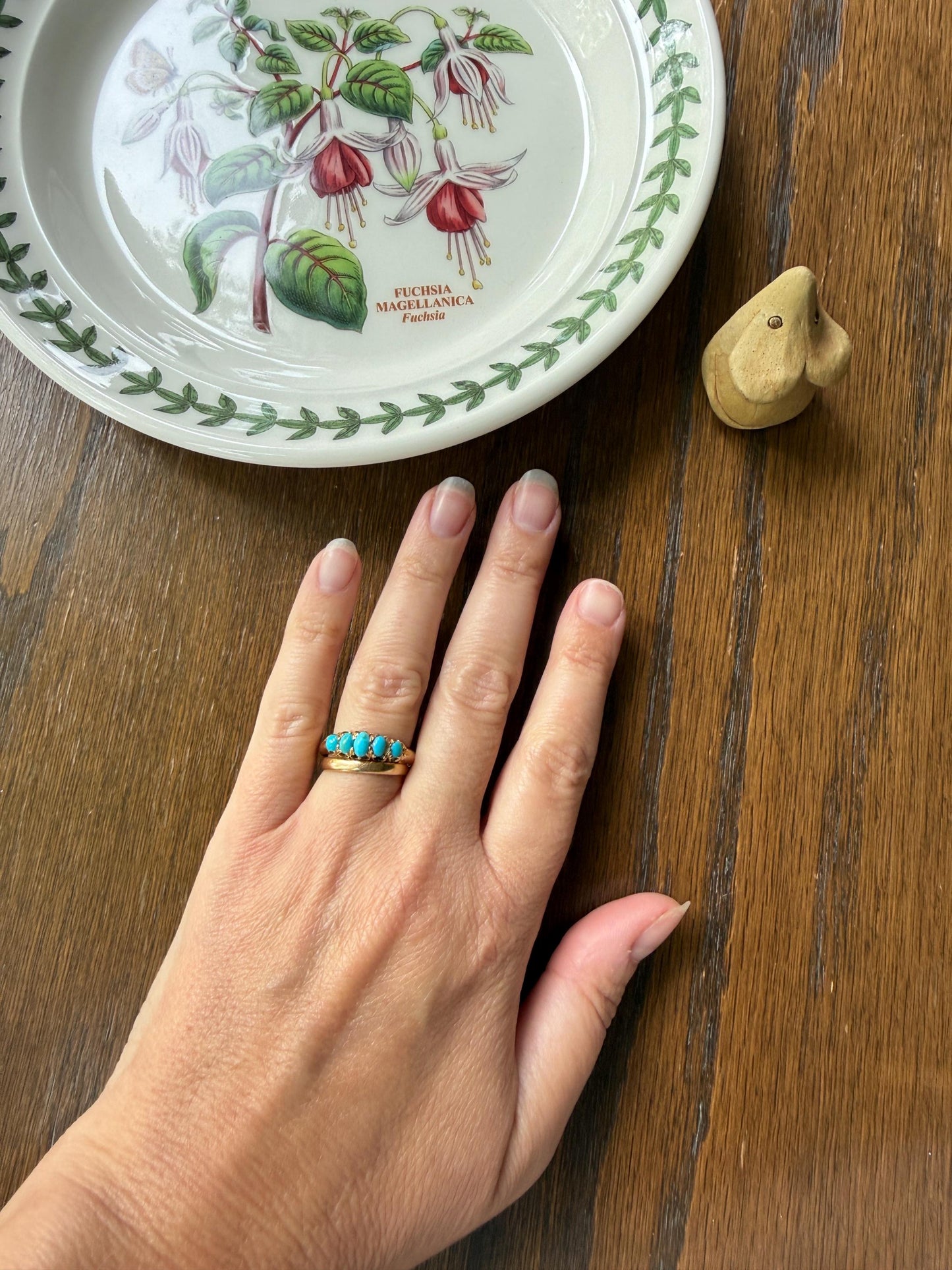 Victorian c1896 Antique 2.75g 18k Gold TURQUOISE Five Stone Band Ring At Cost of Materials Stacker