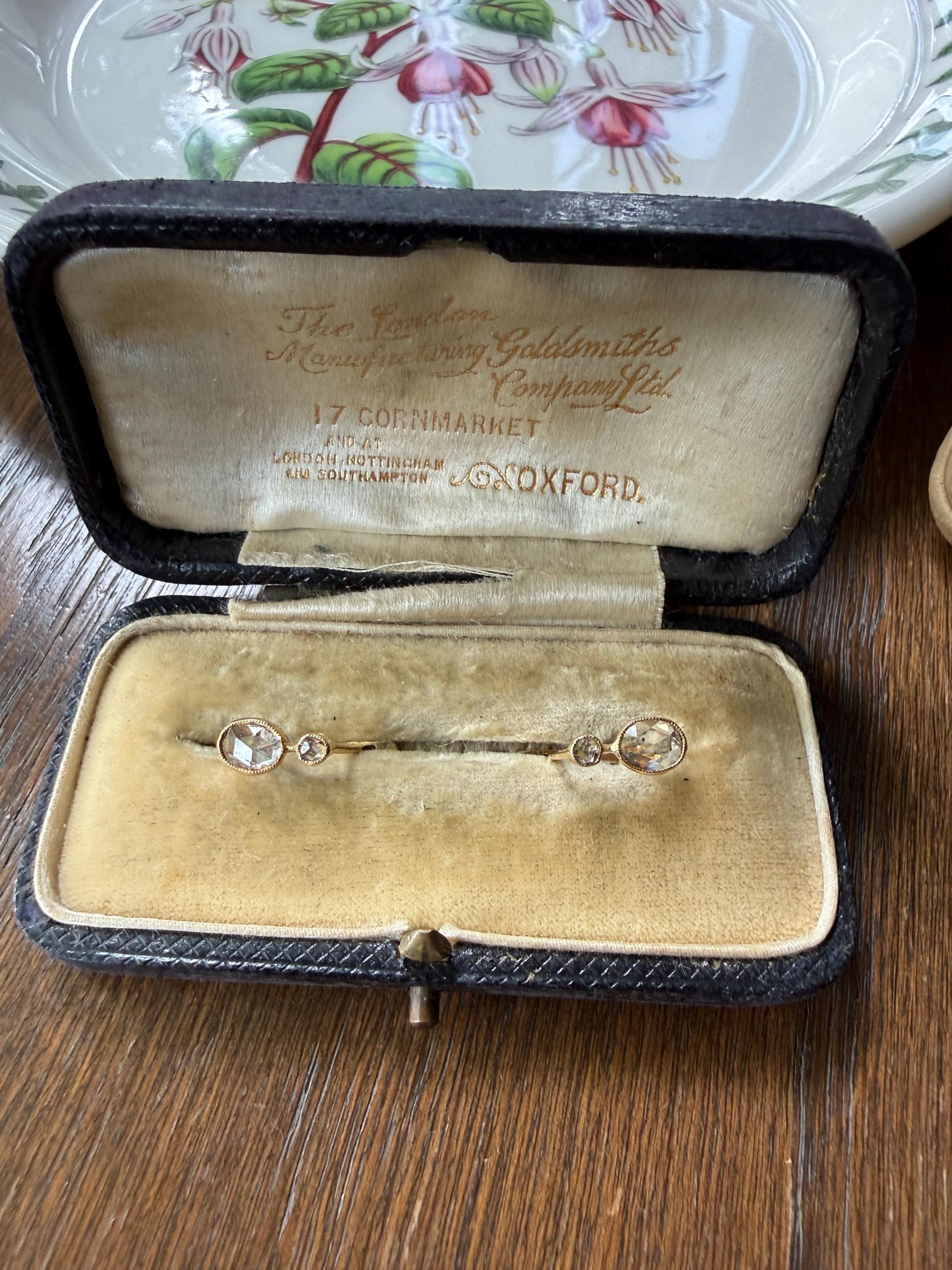 ANTIQUE Rose Cut Diamond OVAL Dormeuse Earrings 18k Gold Fixed Bezel Set Four Stones Dainty Minimalist Sparkle