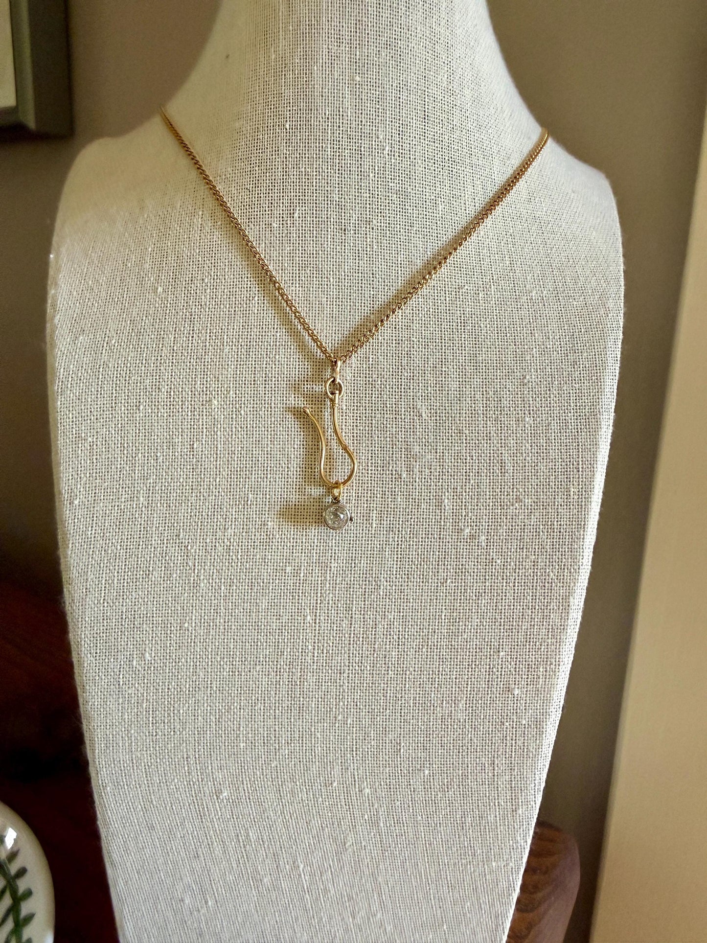 French Antique 18k Gold Platinum 1.3 Carat Tdw Chunky Old Mine Cut DIAMOND Clasp Pendant Charm Parts Findings Extender Connector Art Deco