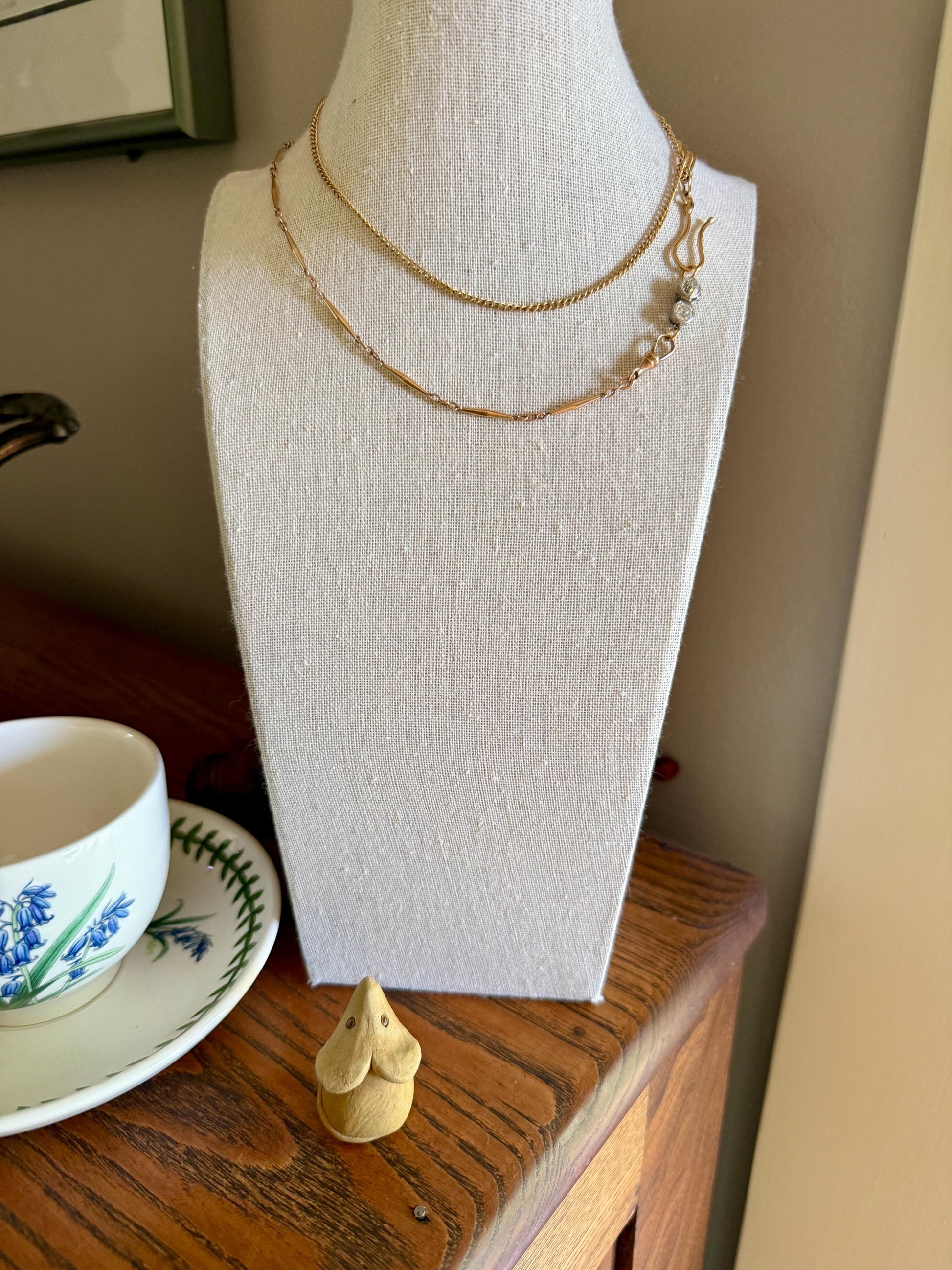 French Antique 18k Gold Platinum 1.3 Carat Tdw Chunky Old Mine Cut DIAMOND Clasp Pendant Charm Parts Findings Extender Connector Art Deco