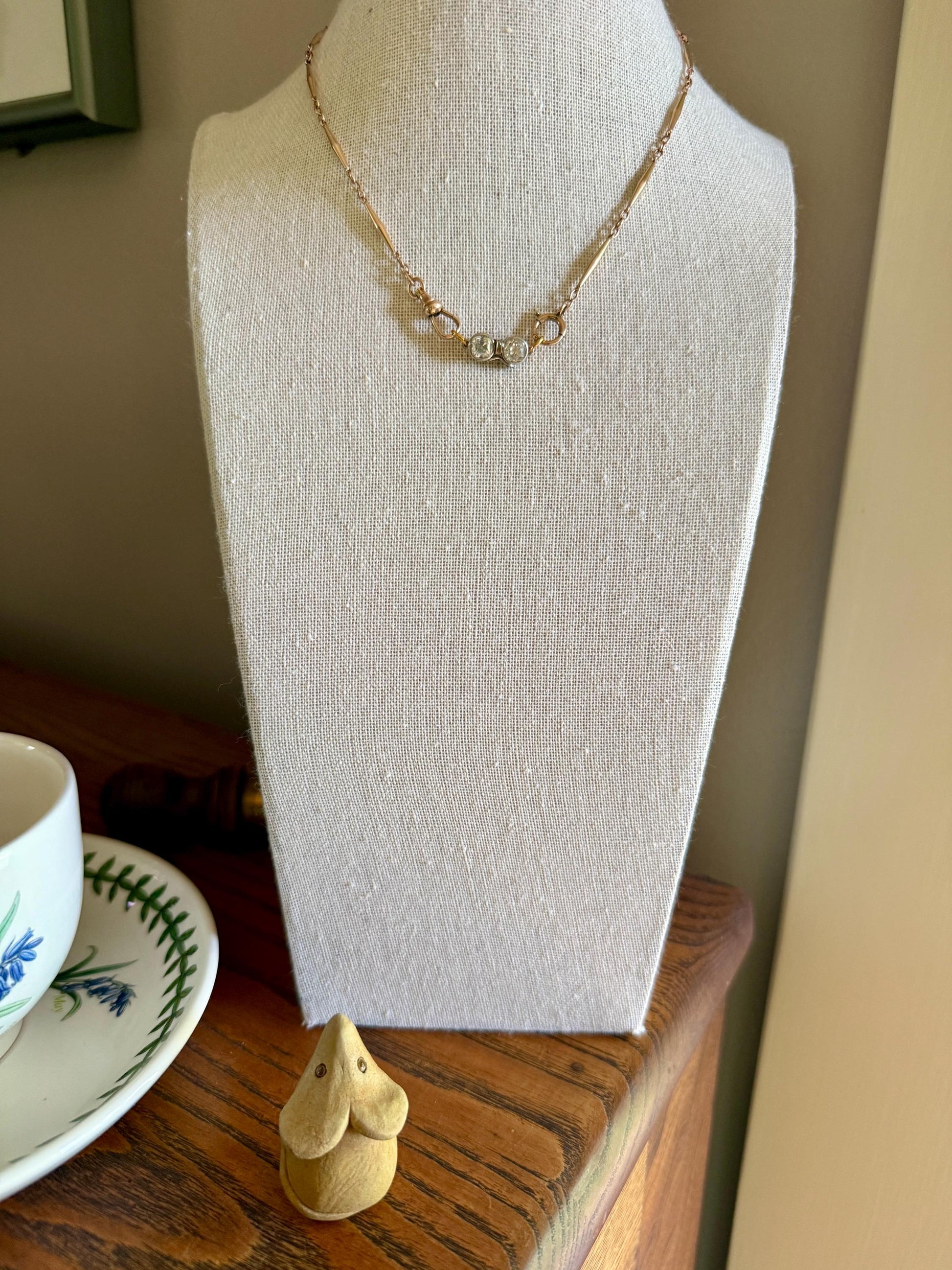 French Antique 18k Gold Platinum 1.3 Carat Tdw Chunky Old Mine Cut DIAMOND Clasp Pendant Charm Parts Findings Extender Connector Art Deco