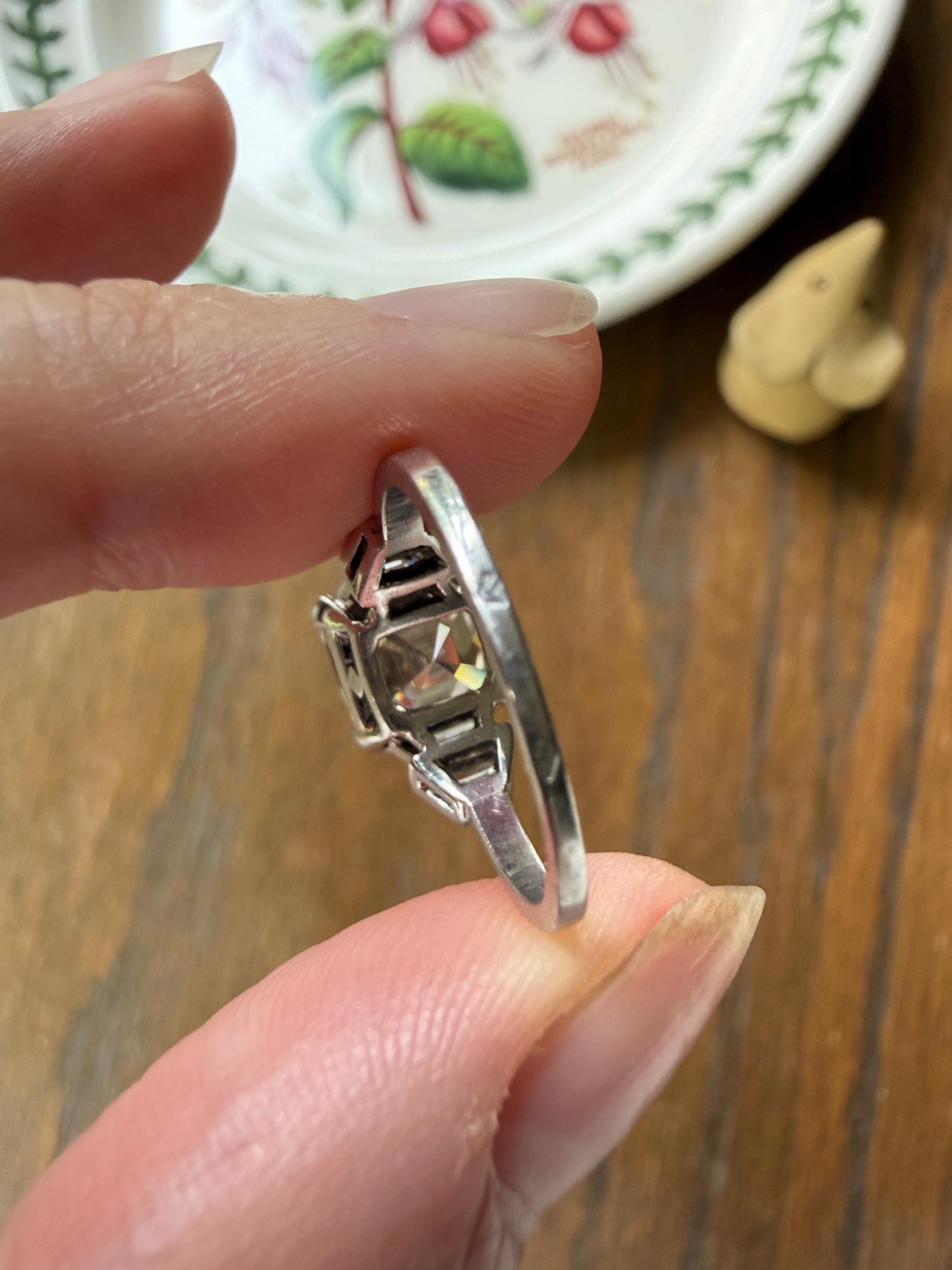 Exceptional 4 Carat Square Step Cut Diamond Solitaire Ring French PLATINUM w/ Trapezoid Accents Vintage to Art Deco 4.5Ctw Faces Eye CLEAN