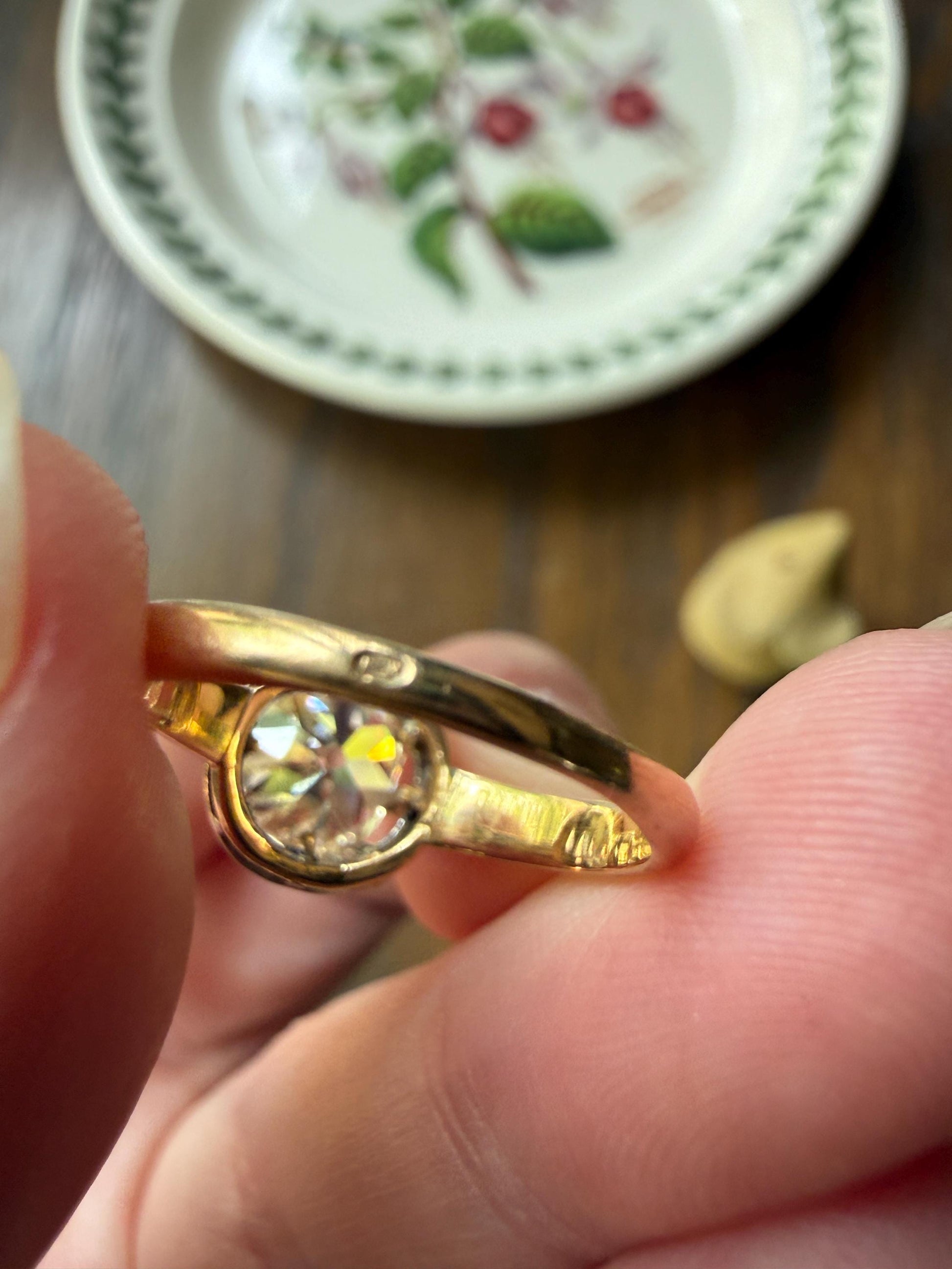 Original Antique Eye Clean 2.1 Carats Natural Old Mine Cut DiAMOND Solitaire Ring French 18k GOLD Engagement Art Deco 2.1Ctw