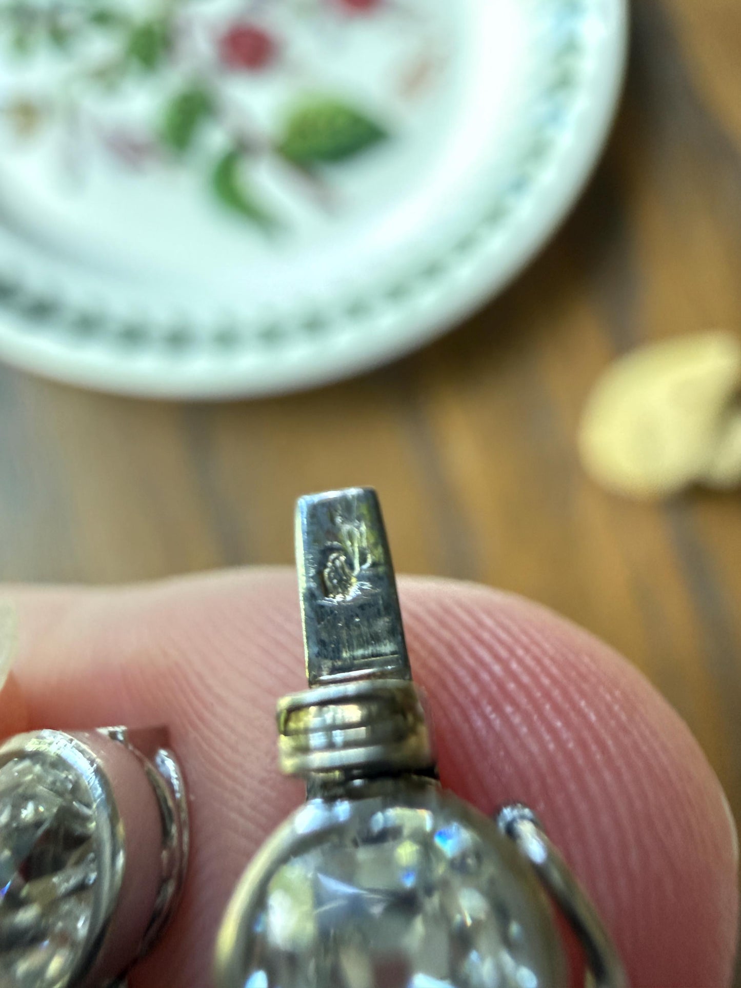 French Antique 18k Gold Platinum 1.3 Carat Tdw Chunky Old Mine Cut DIAMOND Clasp Pendant Charm Parts Findings Extender Connector Art Deco
