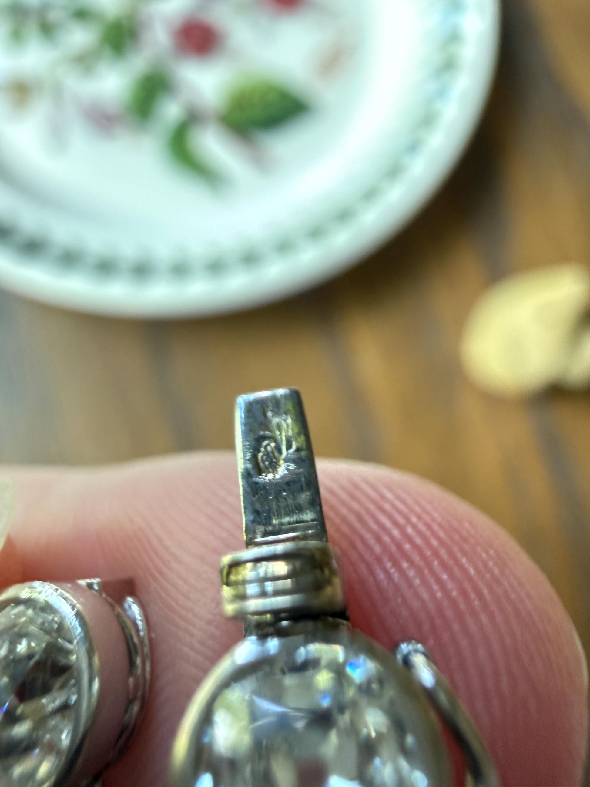 French Antique 18k Gold Platinum 1.3 Carat Tdw Chunky Old Mine Cut DIAMOND Clasp Pendant Charm Parts Findings Extender Connector Art Deco