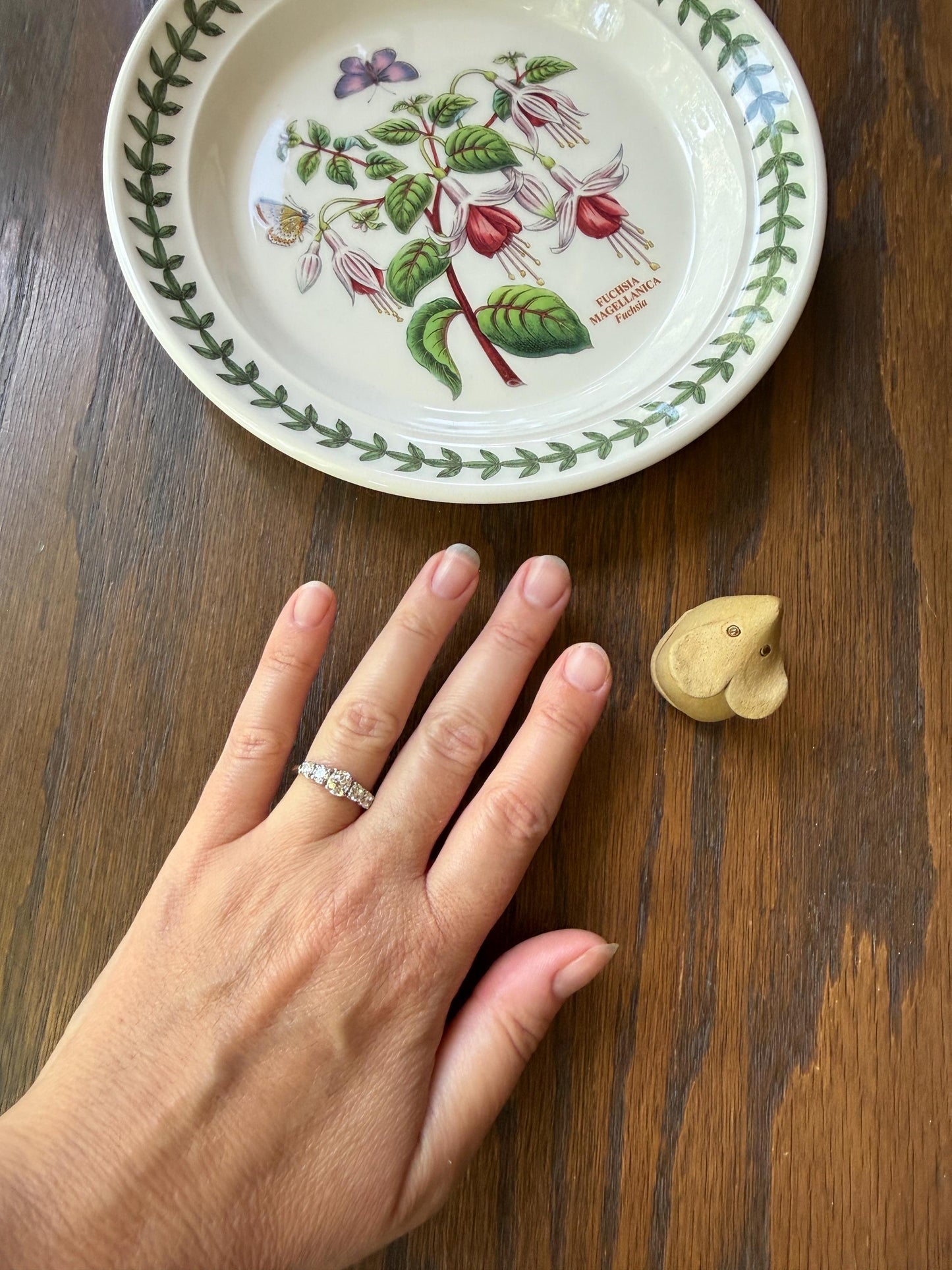 Five Stone 1.2 Carat Old Mine & Transitional Cut Natural Diamond Band French 18k White Gold Platinum Stacker Ring