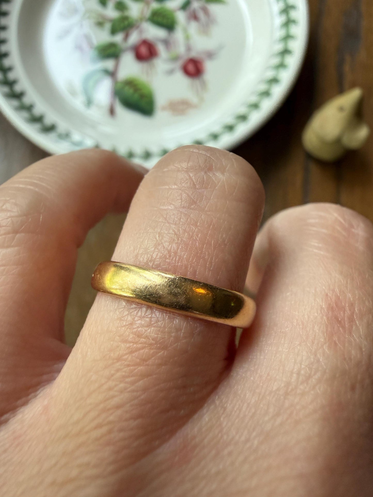 ANTIQUE 3.2g 18k Gold Wedding RING 3.6mm Wide Band Comfort Fit Stacker Love Gift Unisex Man