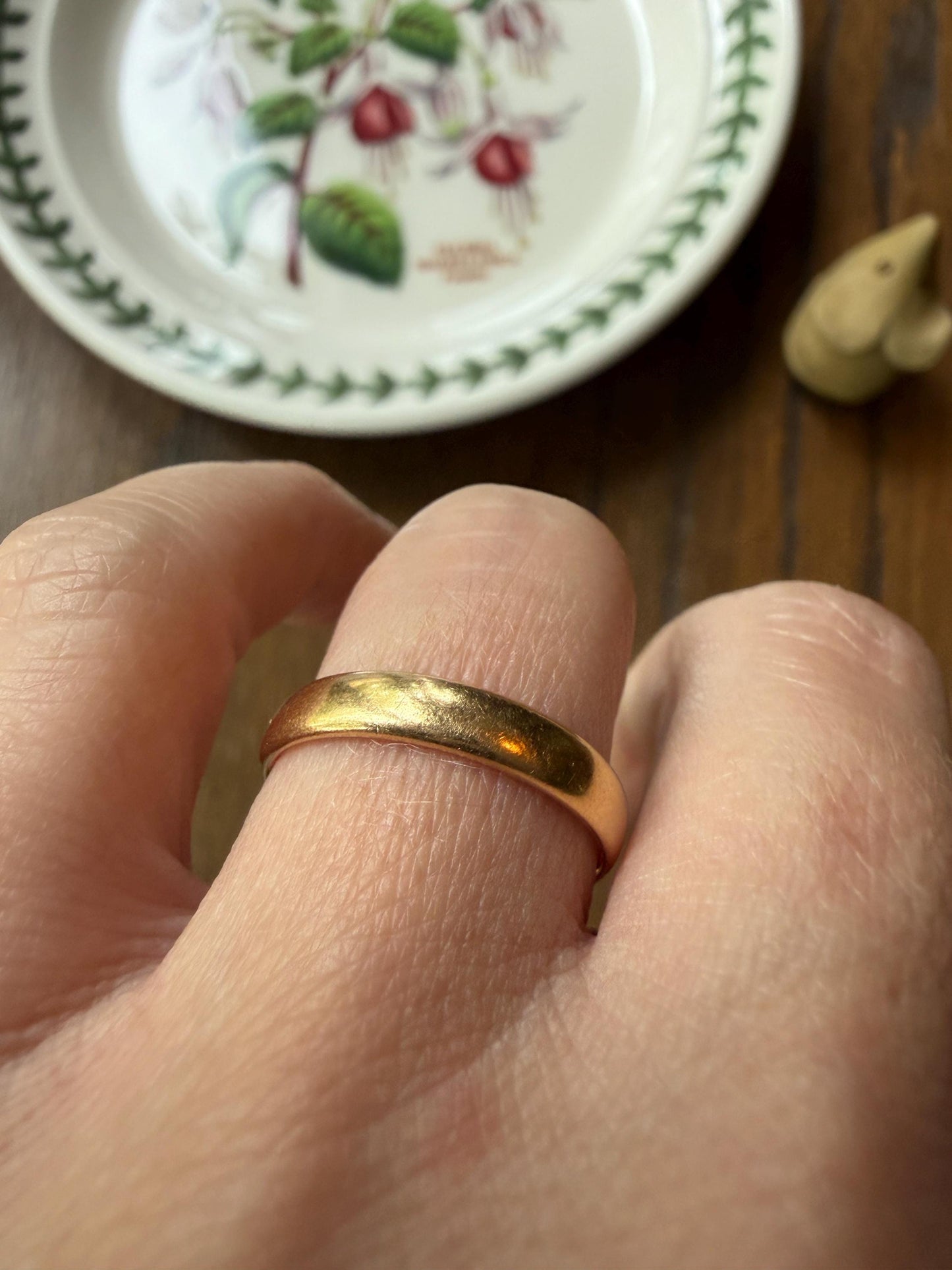 ANTIQUE 3.2g 18k Gold Wedding RING 3.6mm Wide Band Comfort Fit Stacker Love Gift Unisex Man