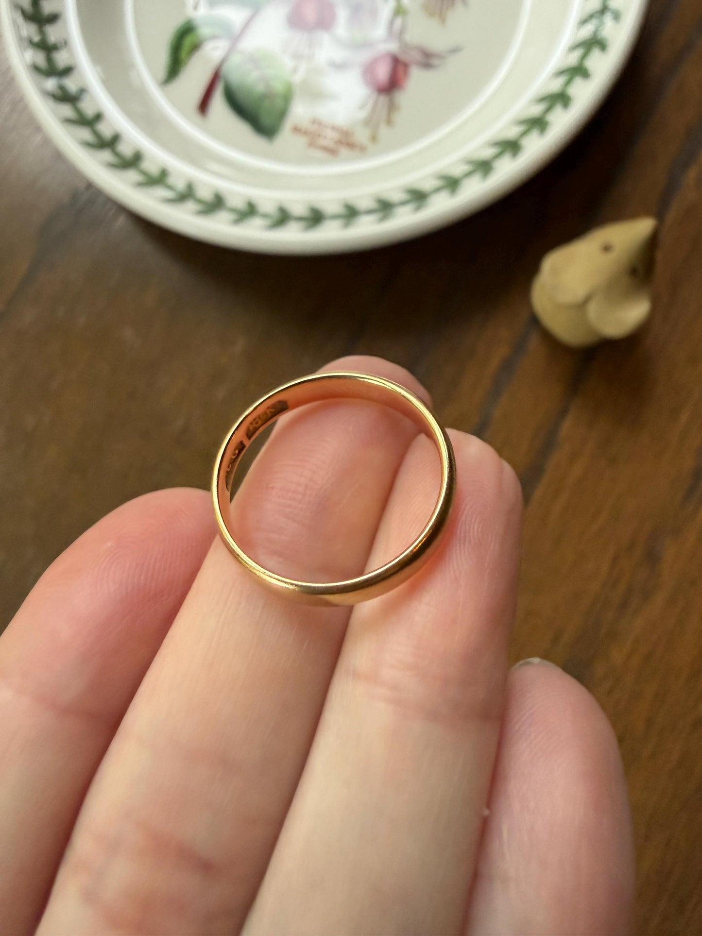 ANTIQUE 3.2g 18k Gold Wedding RING 3.6mm Wide Band Comfort Fit Stacker Love Gift Unisex Man