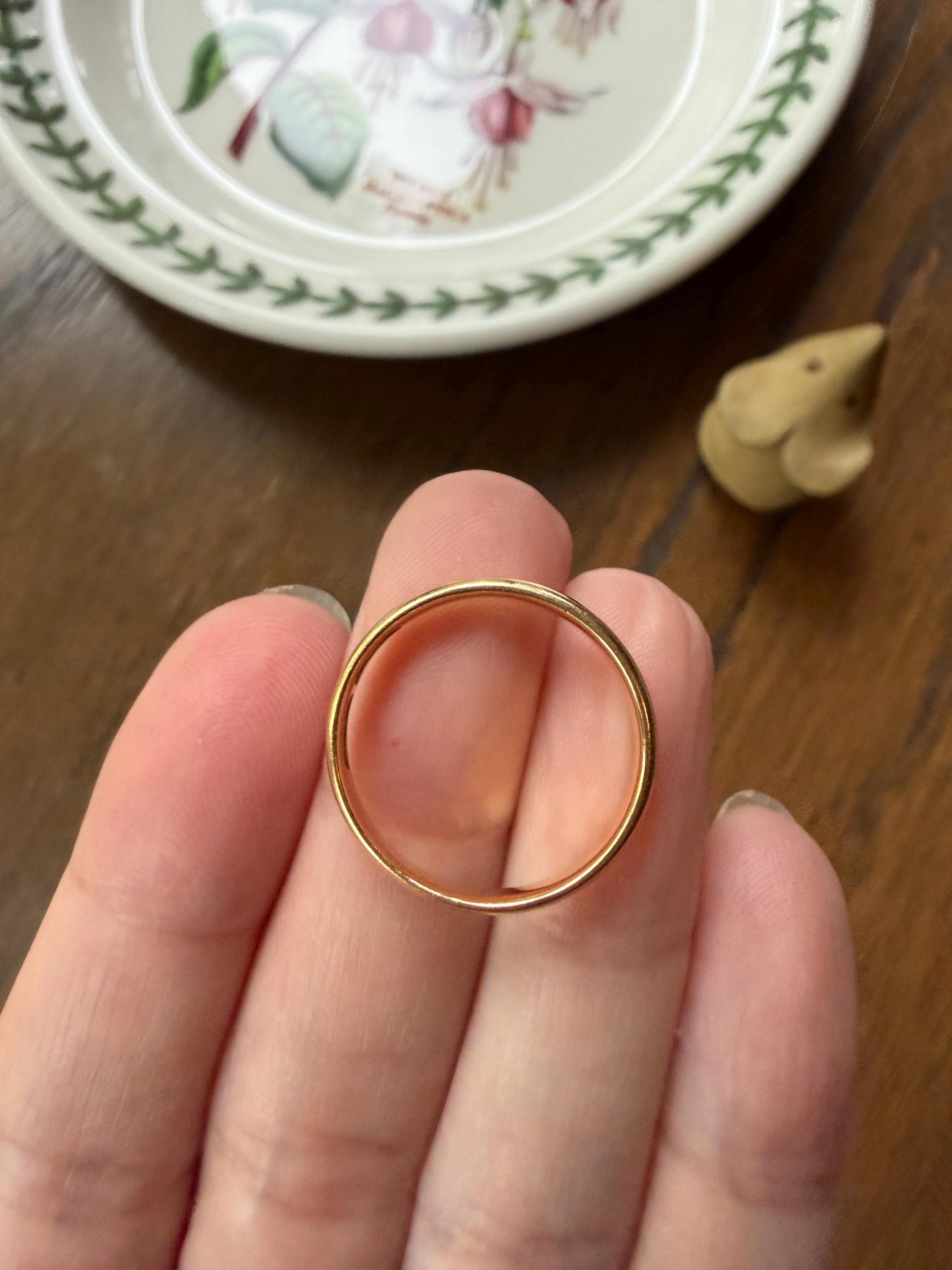ANTIQUE 3.2g 18k Gold Wedding RING 3.6mm Wide Band Comfort Fit Stacker Love Gift Unisex Man