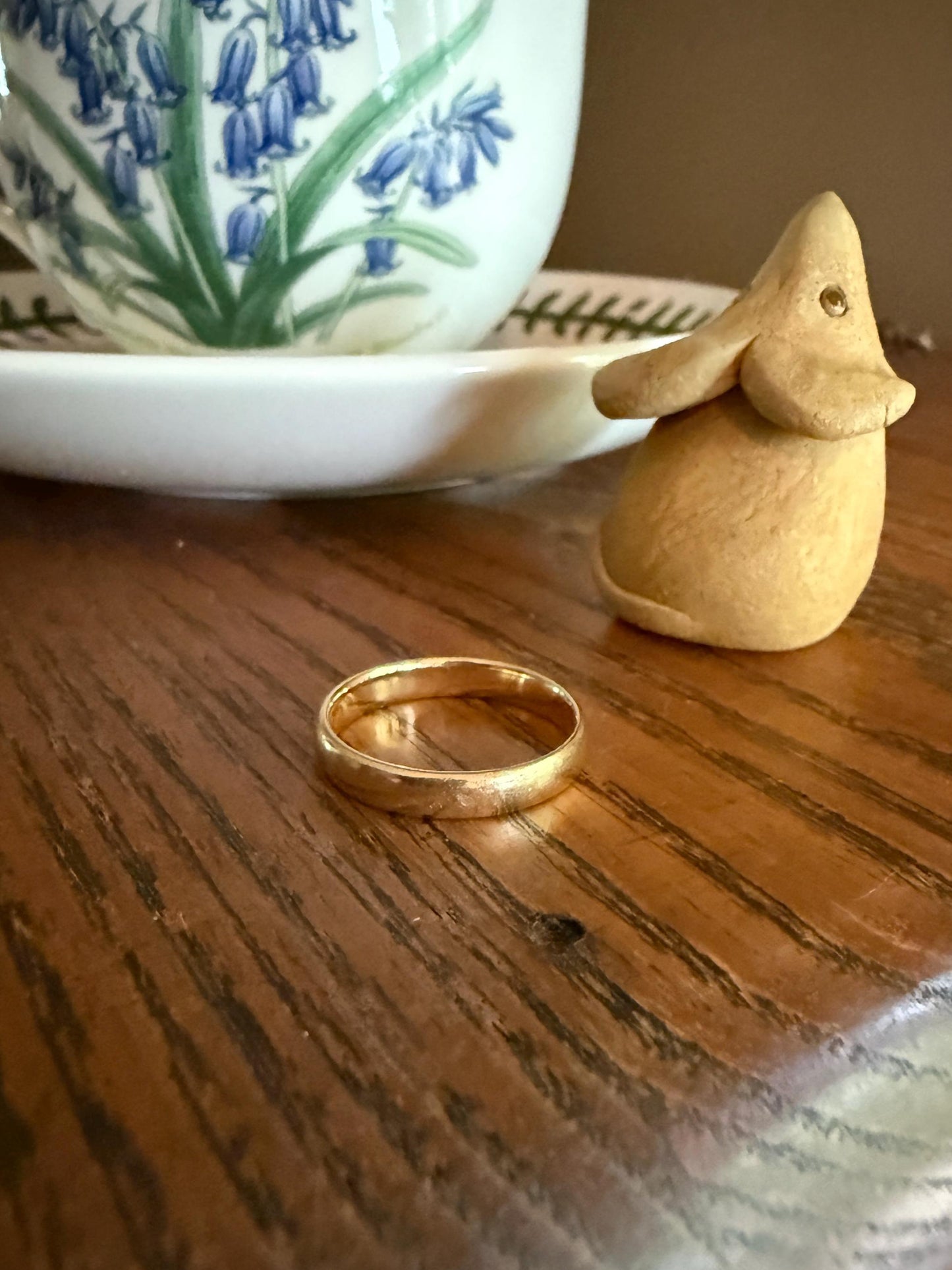 ANTIQUE 3.2g 18k Gold Wedding RING 3.6mm Wide Band Comfort Fit Stacker Love Gift Unisex Man