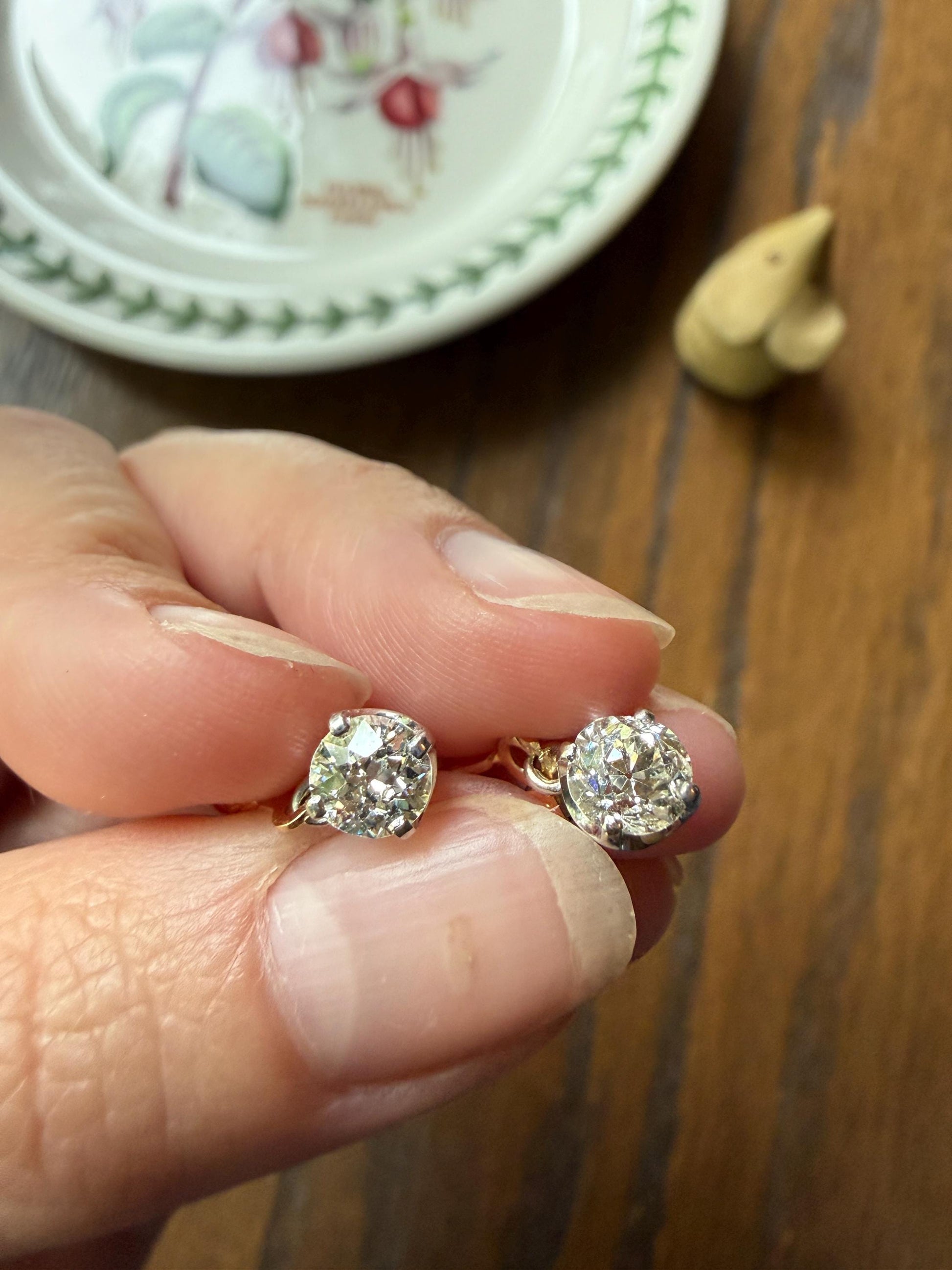 Antique 1.3 Carat Tdw Old Mine Cut Diamond Earrings 14k Gold Dangle Gift Arrow Ear Wire Bridal Edwardian Minimalist Earstack Bright Fiery
