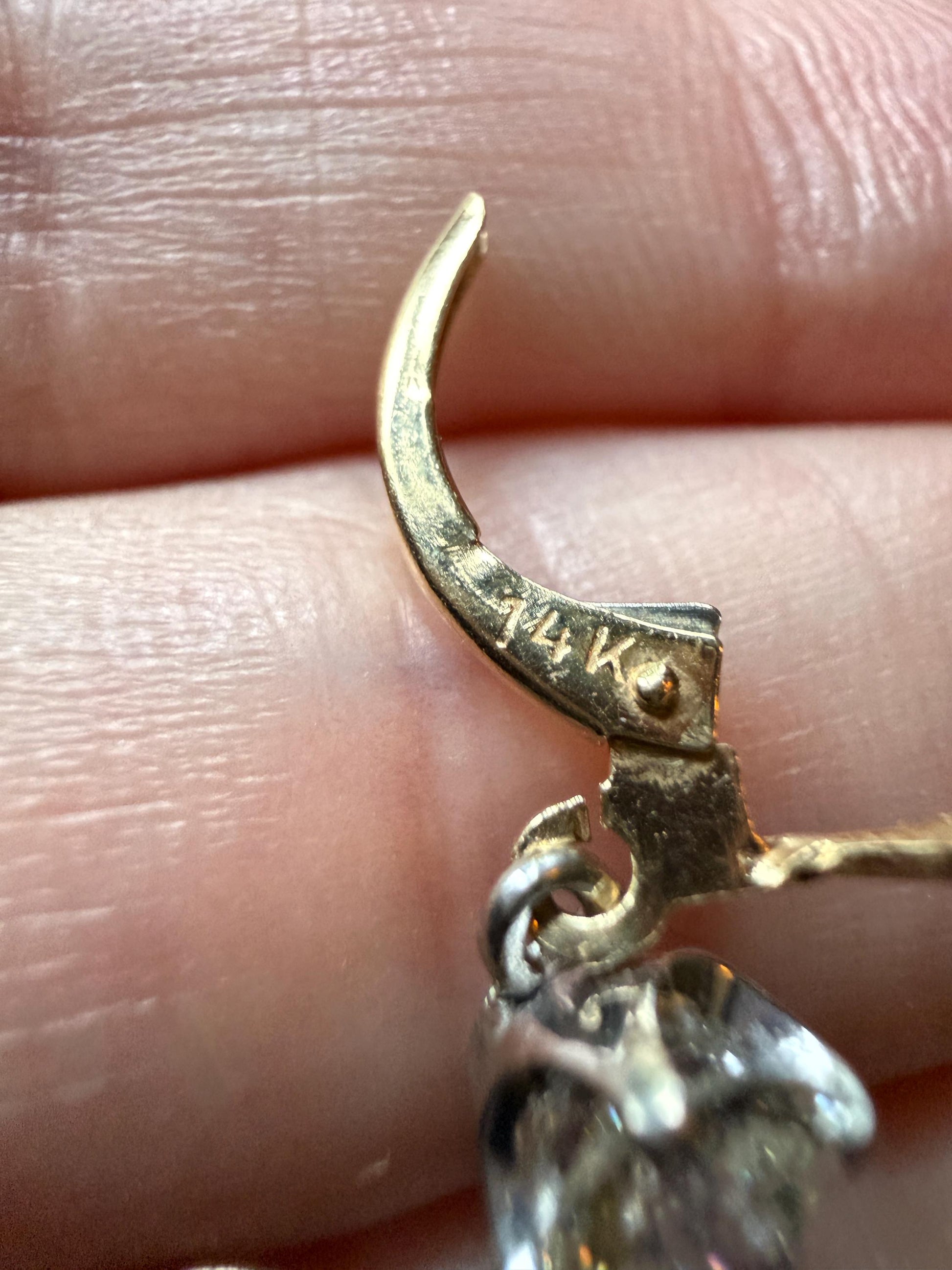 Antique 1.3 Carat Tdw Old Mine Cut Diamond Earrings 14k Gold Dangle Gift Arrow Ear Wire Bridal Edwardian Minimalist Earstack Bright Fiery