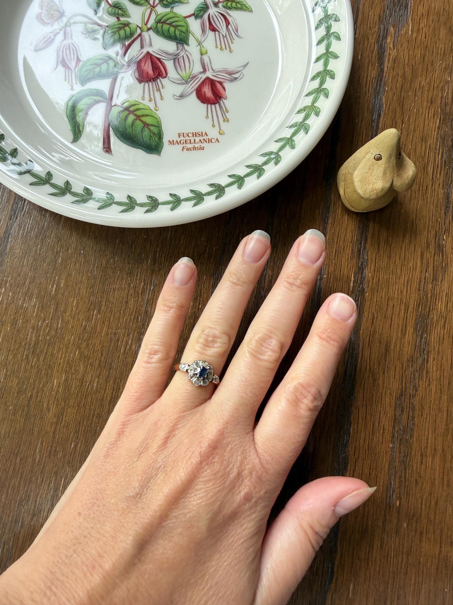 Antique Natural Sapphire Mixed Old Cut Diamond Halo Ring French Victorian 18k Gold Mine Rose & Table Cut Fancy Light Yellow Cluster Blue