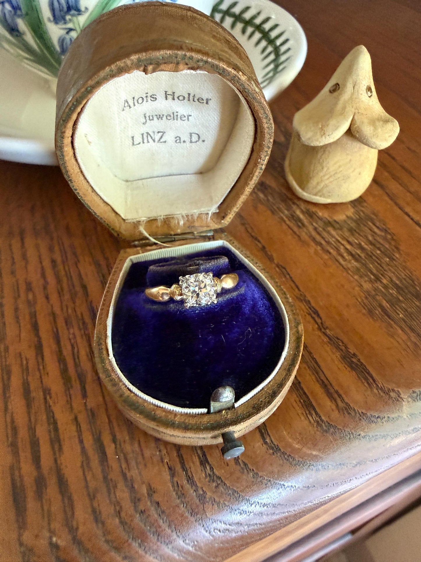Antique .7 Carat Old European Cut DIAMOND Solitaire Engagement Ring Stacker 14k Yellow Gold Wedding Something Old Daily Wear Prong Set Gift