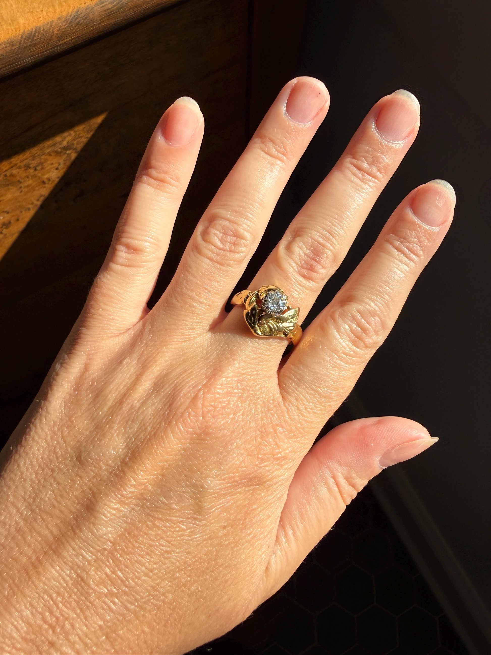 DRAGON Heavy Antique Griffin Old Mine Cut Diamond in Mouth Figural Ring 7.8g 18k Gold Solid Chimera Gargoyle Belle Epoque Art Nouveau Wings