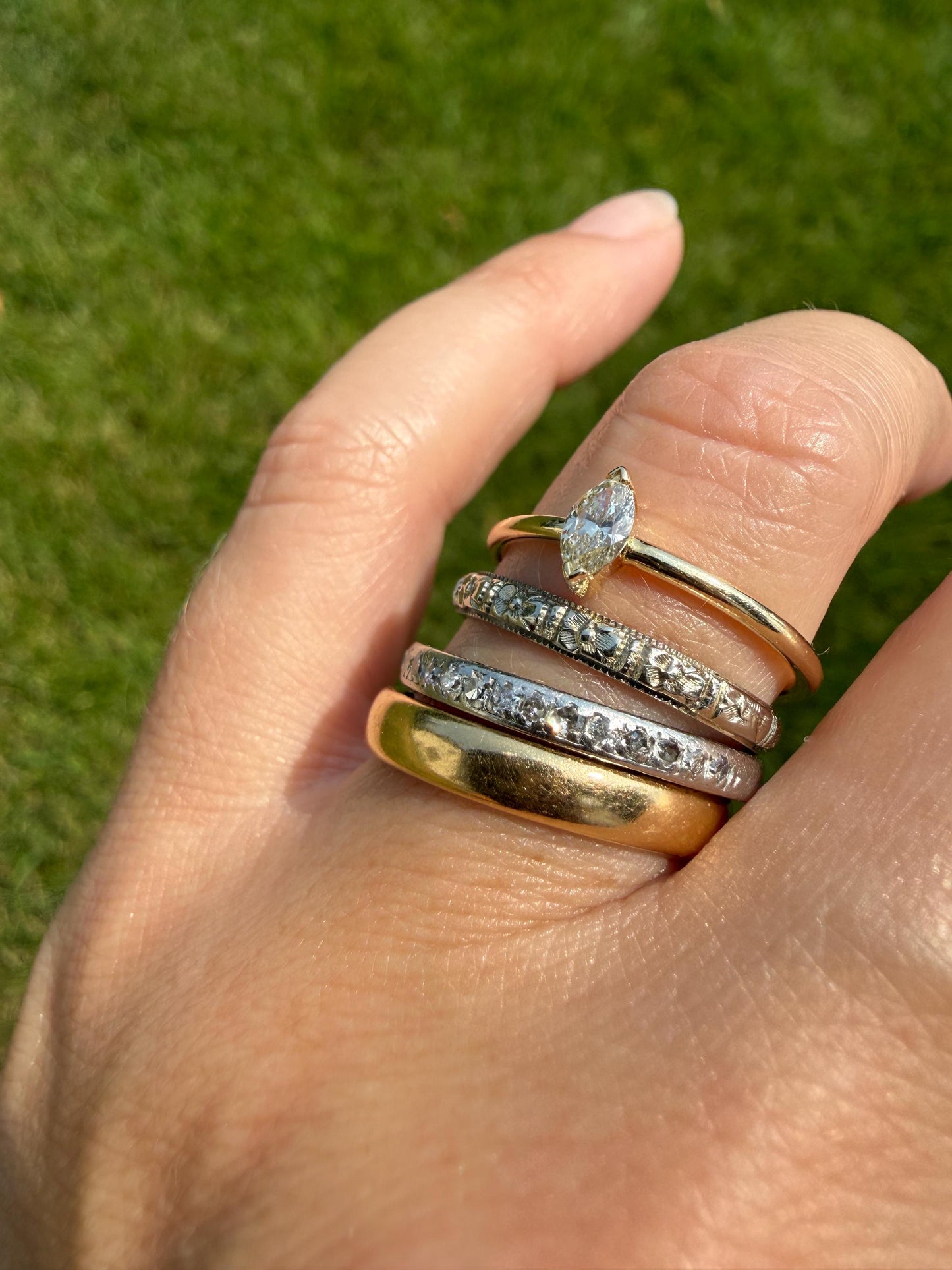 ANTIQUE 3.2g 18k Gold Wedding RING 3.6mm Wide Band Comfort Fit Stacker Love Gift Unisex Man