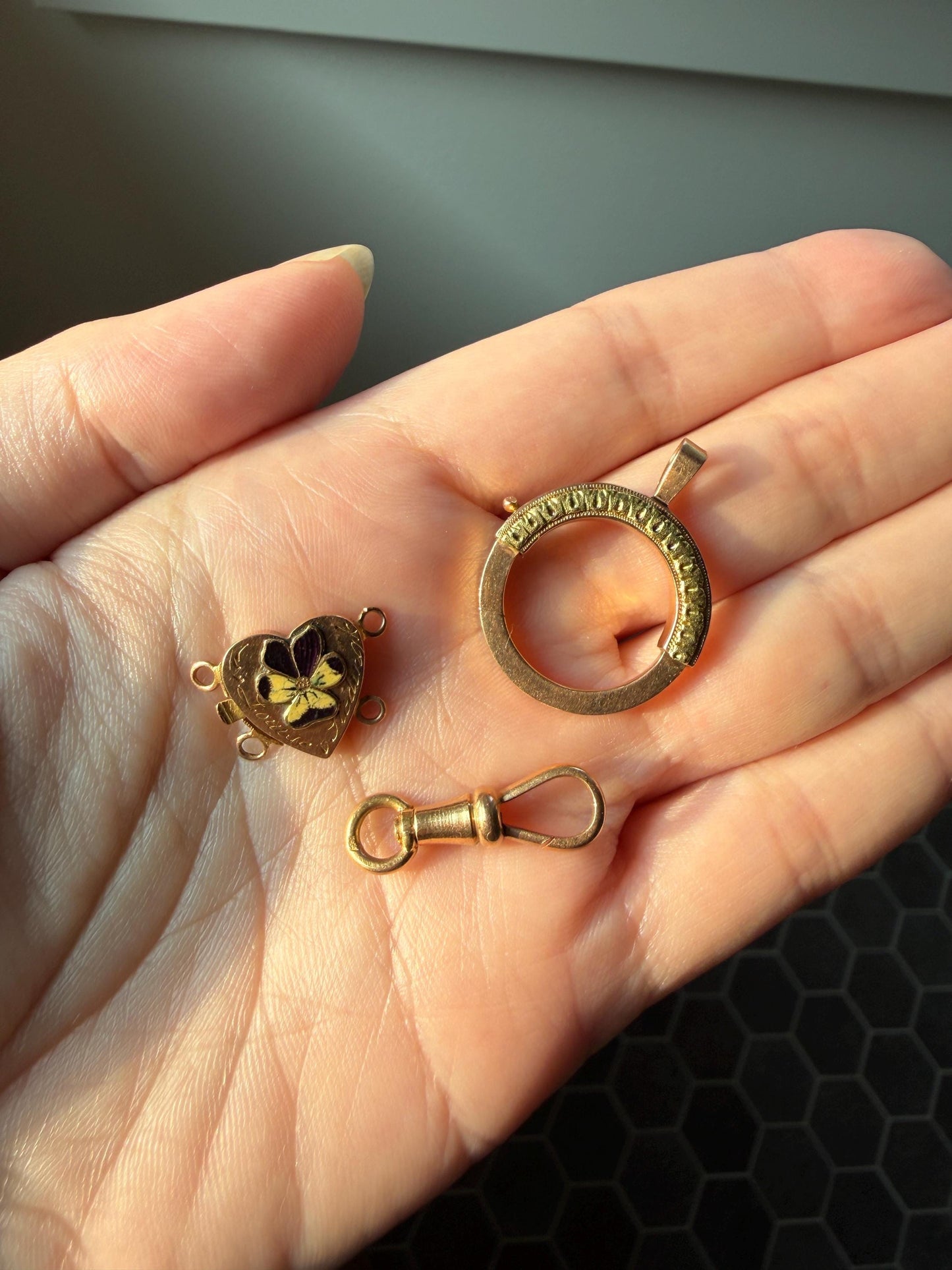 FRENCH ANTIQUE 18k GOLD Solid 2g Victorian Dog Clip Clasp Pendant Holder Extender Connector Neckmess Neckstack Sturdy Parts