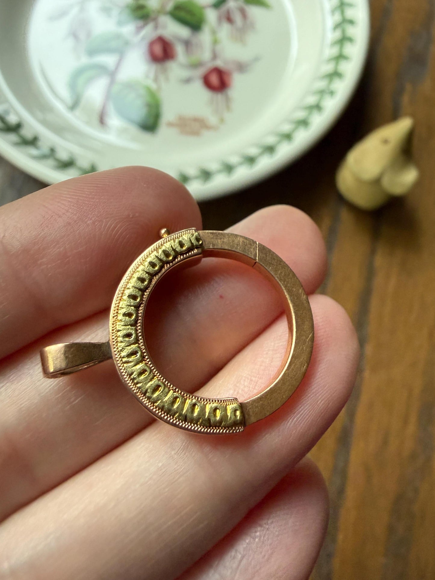 Acanthus LEAF XL Large Spring Ring ANTIQUE 5g Green Colored 18k Gold Solid 21mm Clip Bolt Clasp French Pendant Holder Parts Findings