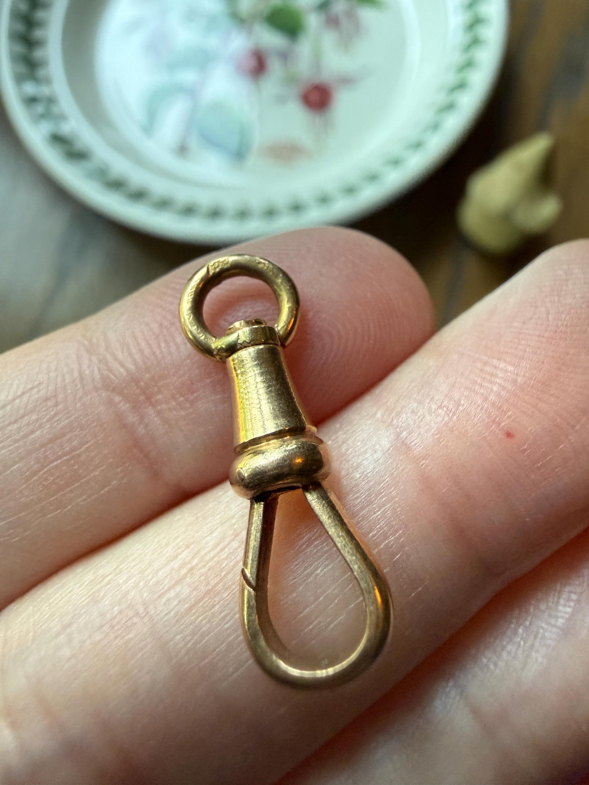 FRENCH ANTIQUE 18k GOLD Solid 2g Victorian Dog Clip Clasp Pendant Holder Extender Connector Neckmess Neckstack Sturdy Parts