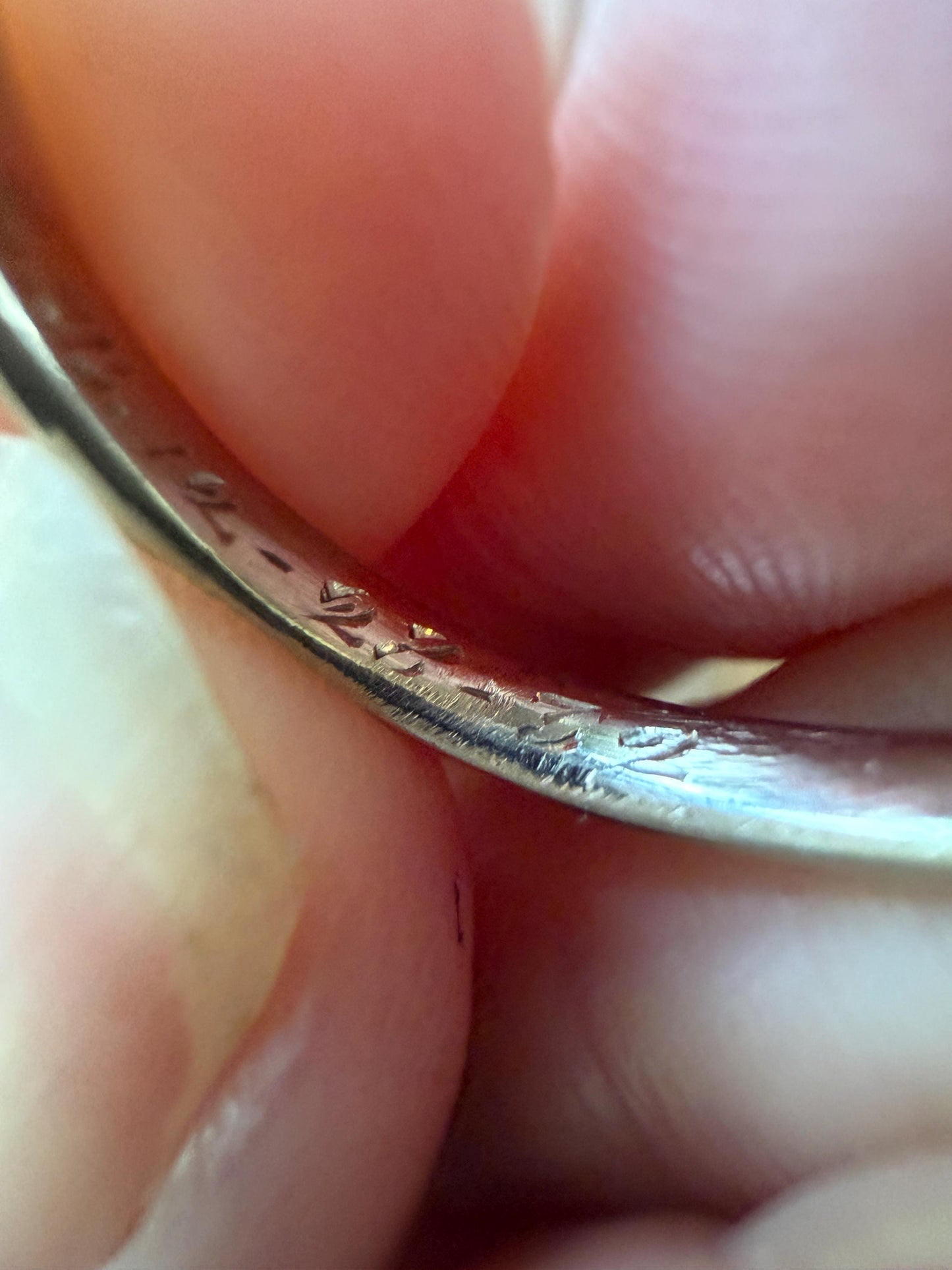 DATED 12/28 1932 ORANGE BLOSSOM Floral Embossed Vintage Art Deco 18k White Gold Solid Eternity Stacker Skinny Wedding Band Pansy Flowers