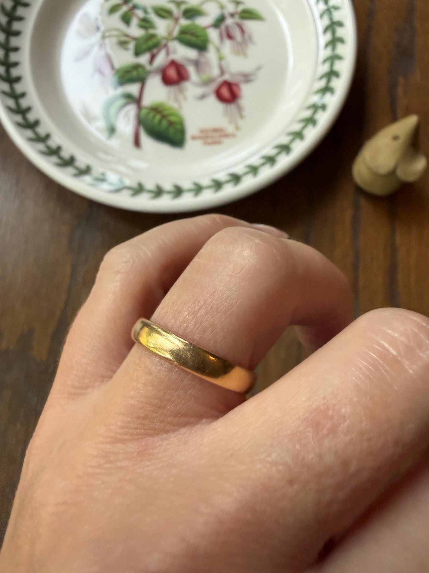 ANTIQUE 3.2g 18k Gold Wedding RING 3.6mm Wide Band Comfort Fit Stacker Love Gift Unisex Man