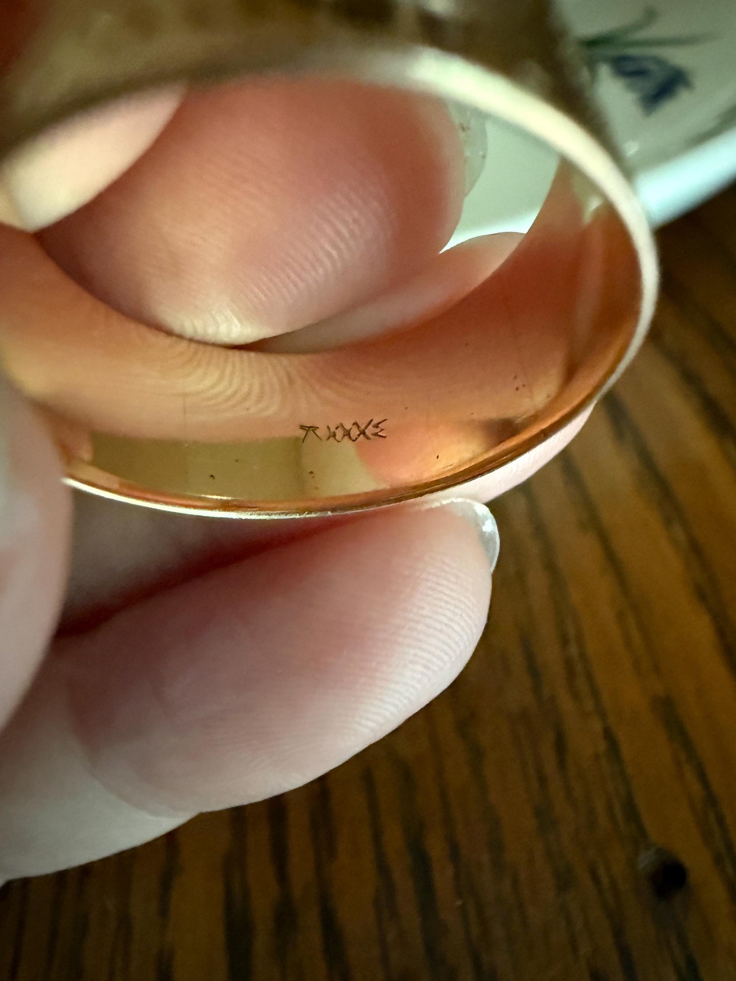 BUTTERFLIES and FLOWERS Wonderful Antique Hand Engraved Wedding Eternity Ring 14k Gold Solid by JR Wood 9mm Wide Cigar Band
