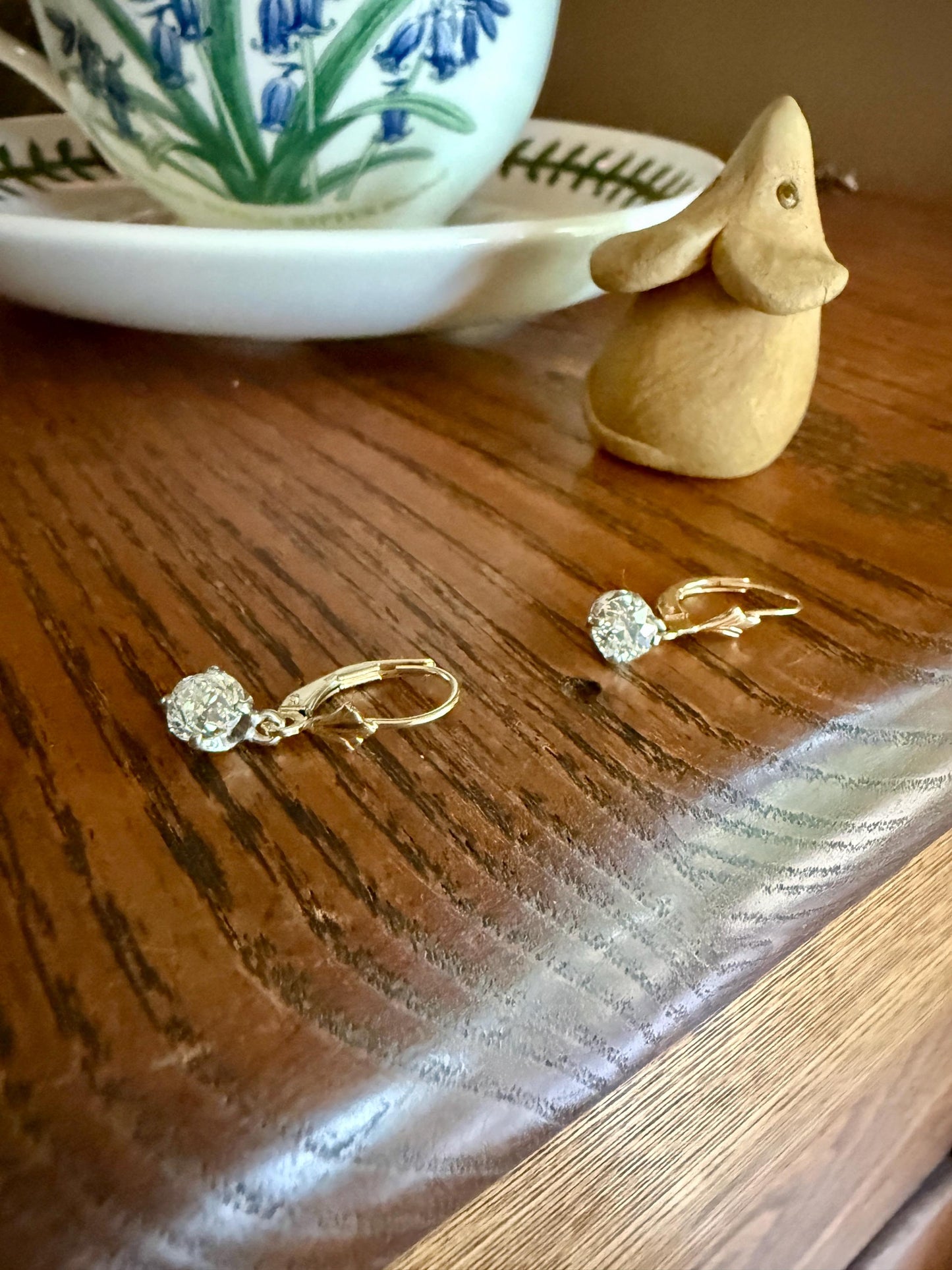 Antique 1.3 Carat Tdw Old Mine Cut Diamond Earrings 14k Gold Dangle Gift Arrow Ear Wire Bridal Edwardian Minimalist Earstack Bright Fiery