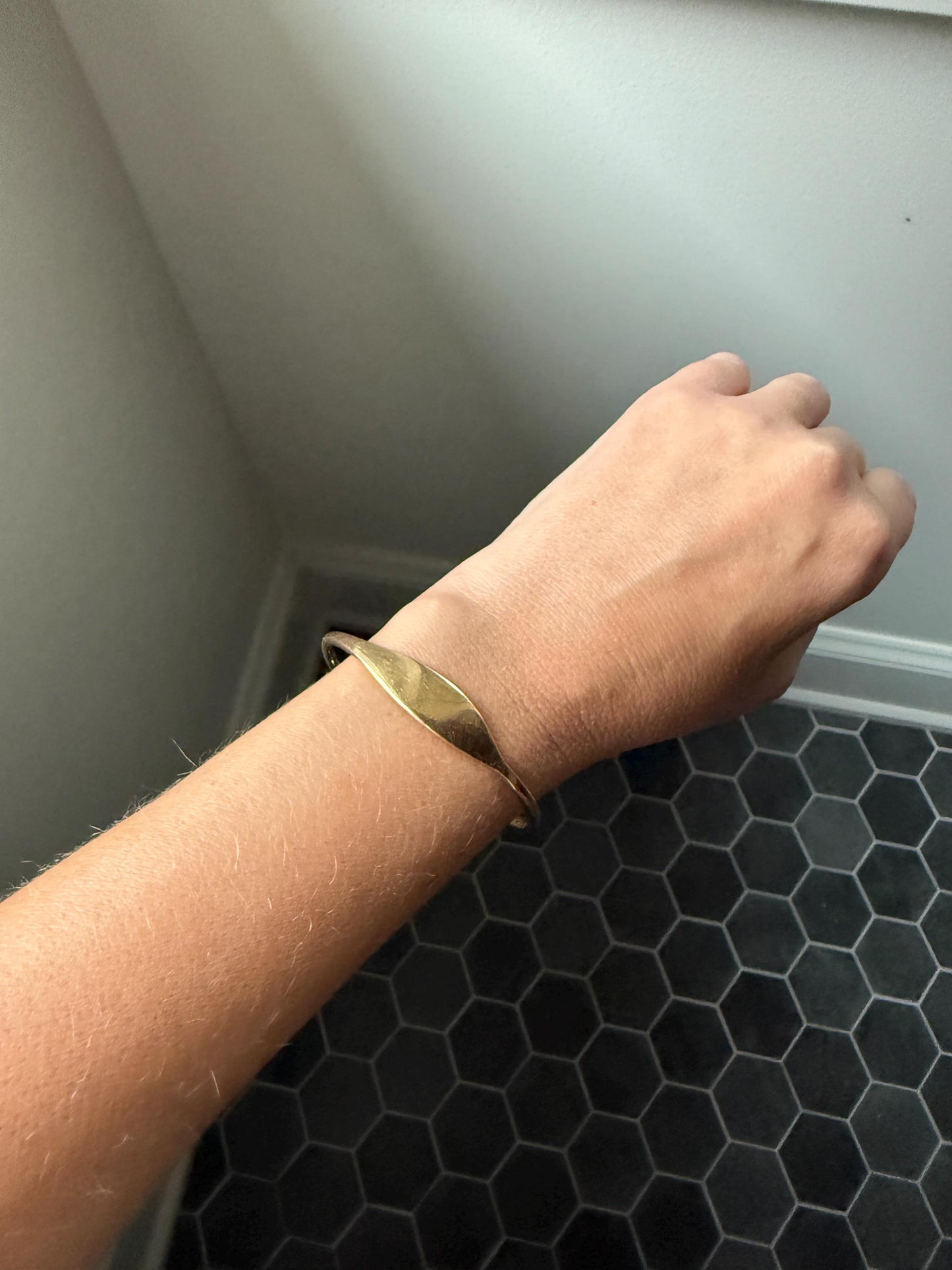HEAVY French Vintage to Antique 17g 18k Gold Gold Solid Tension Cuff Bangle Adjustable Bracelet French Minimalist Wriststack To Engrave