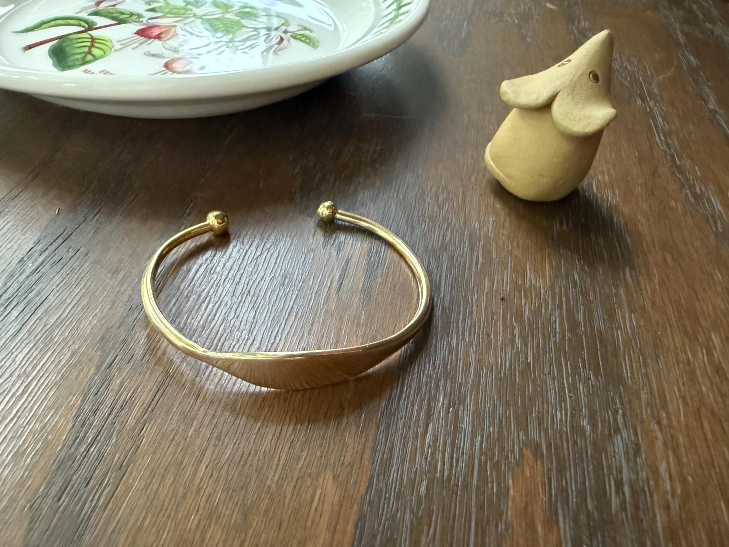 HEAVY French Vintage to Antique 17g 18k Gold Gold Solid Tension Cuff Bangle Adjustable Bracelet French Minimalist Wriststack To Engrave