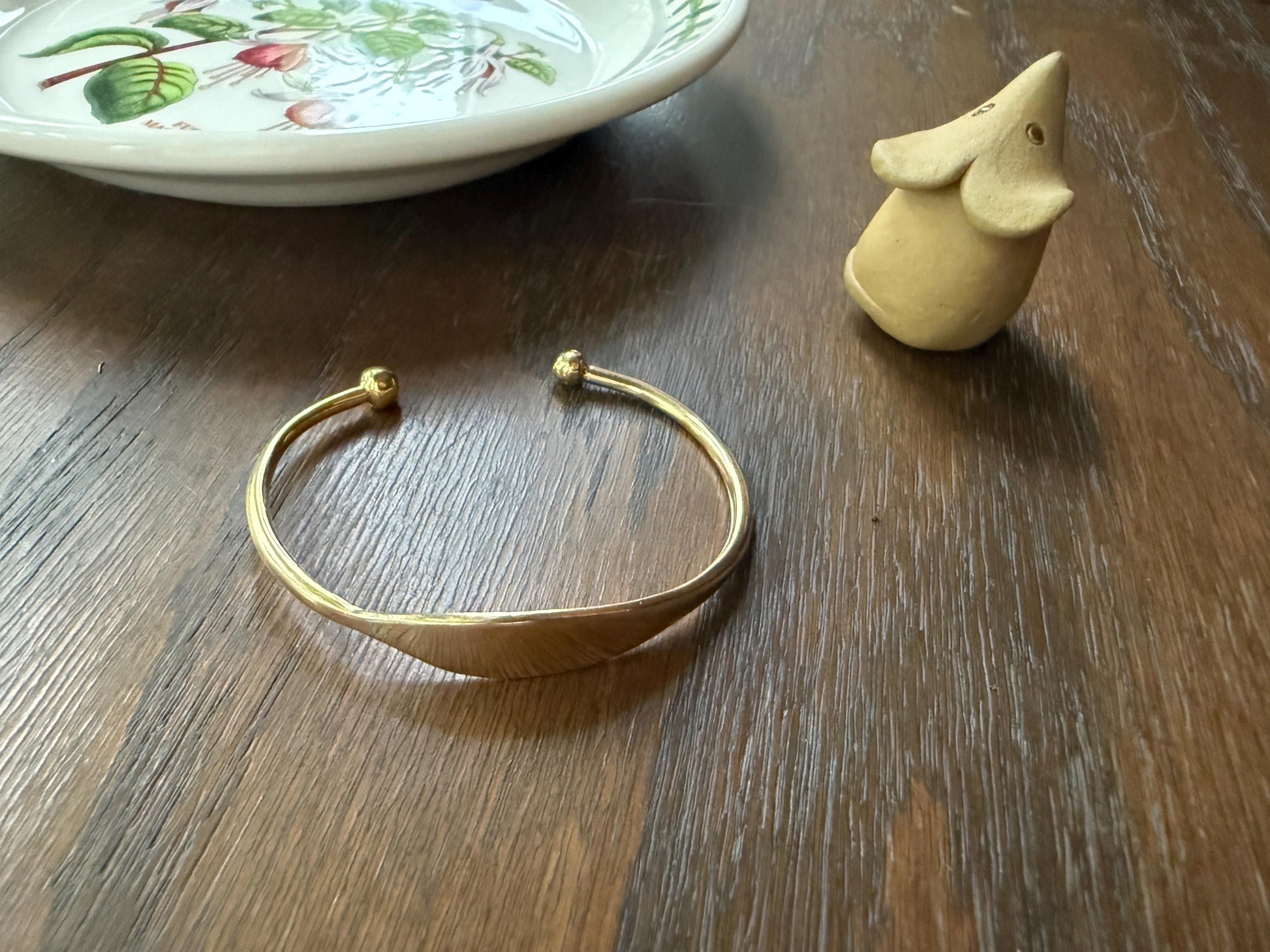 HEAVY French Vintage to Antique 17g 18k Gold Gold Solid Tension Cuff Bangle Adjustable Bracelet French Minimalist Wriststack To Engrave