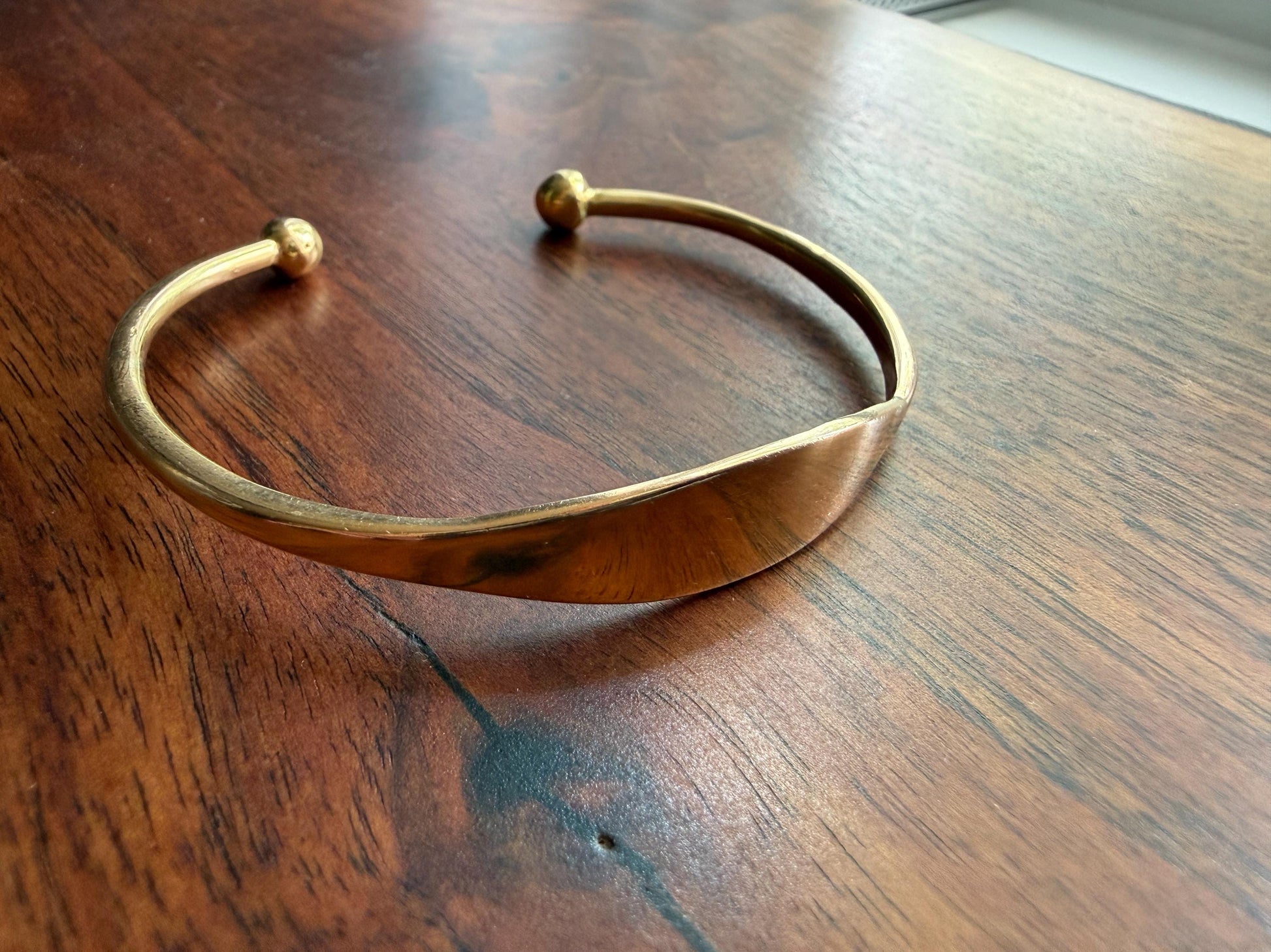 HEAVY French Vintage to Antique 17g 18k Gold Gold Solid Tension Cuff Bangle Adjustable Bracelet French Minimalist Wriststack To Engrave