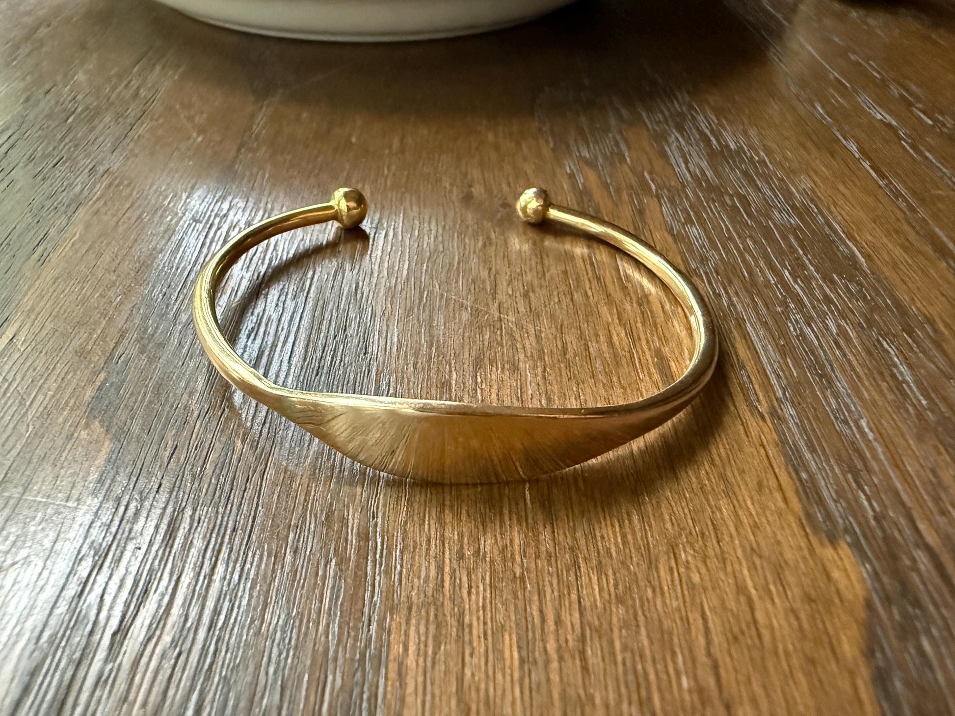 HEAVY French Vintage to Antique 17g 18k Gold Gold Solid Tension Cuff Bangle Adjustable Bracelet French Minimalist Wriststack To Engrave