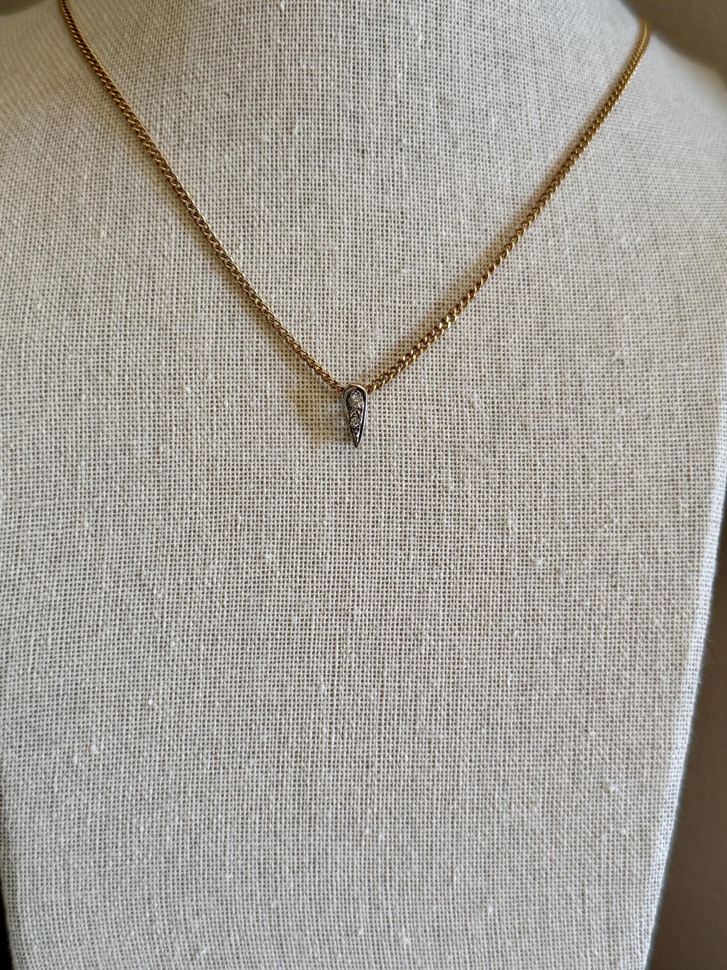 French Art Deco Old Mine & Rose Cut Diamond Bale Teardrop Pendant Charm Holder Original Parts Findings Vintage Connector