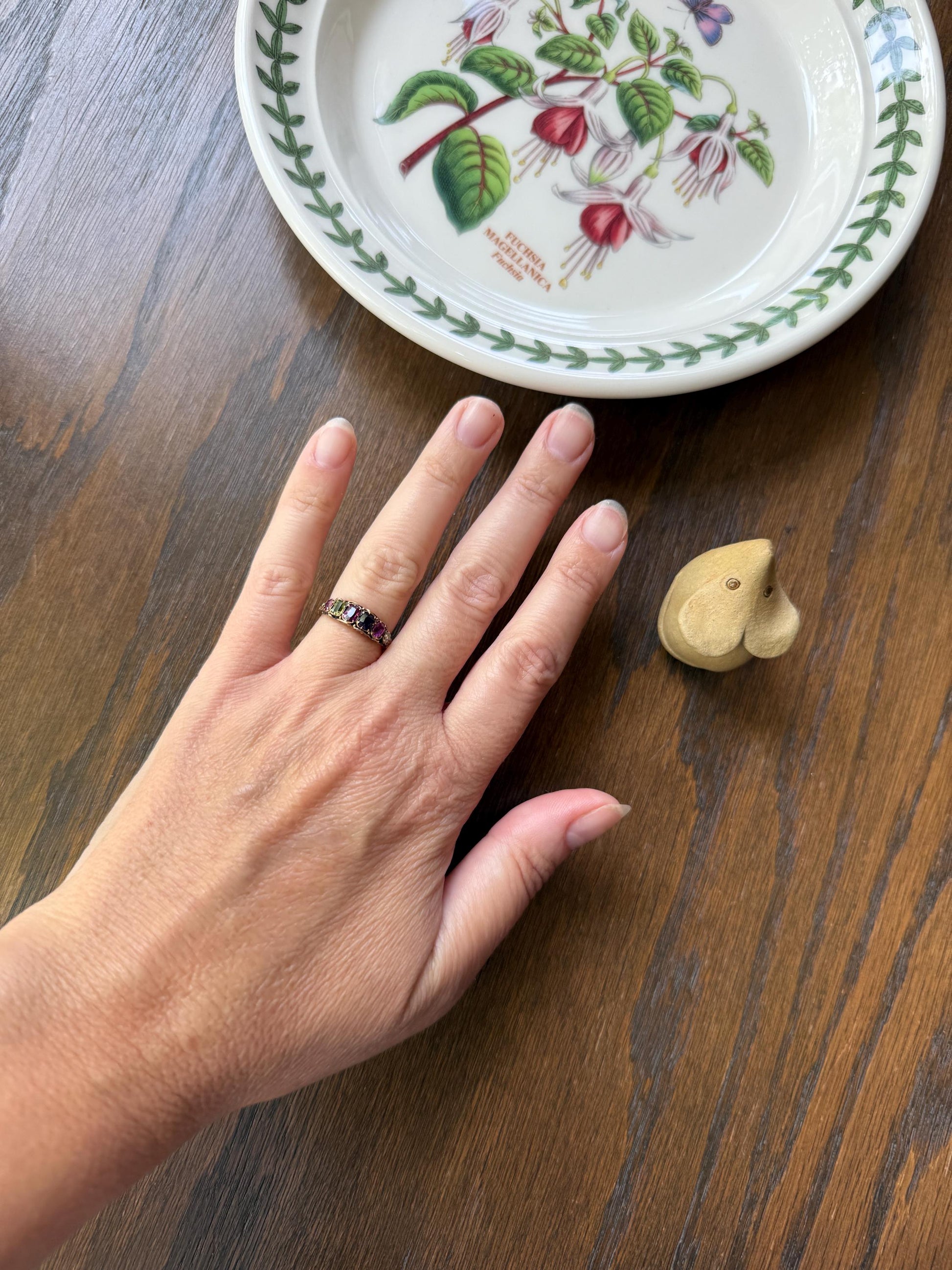 REGARD Antique Victorian Acrostic Ring 14k Gold Ruby Emerald Garnet Amethyst Rose Cut Diamond Band Ornate Stacker Engraved 1800s Love Token