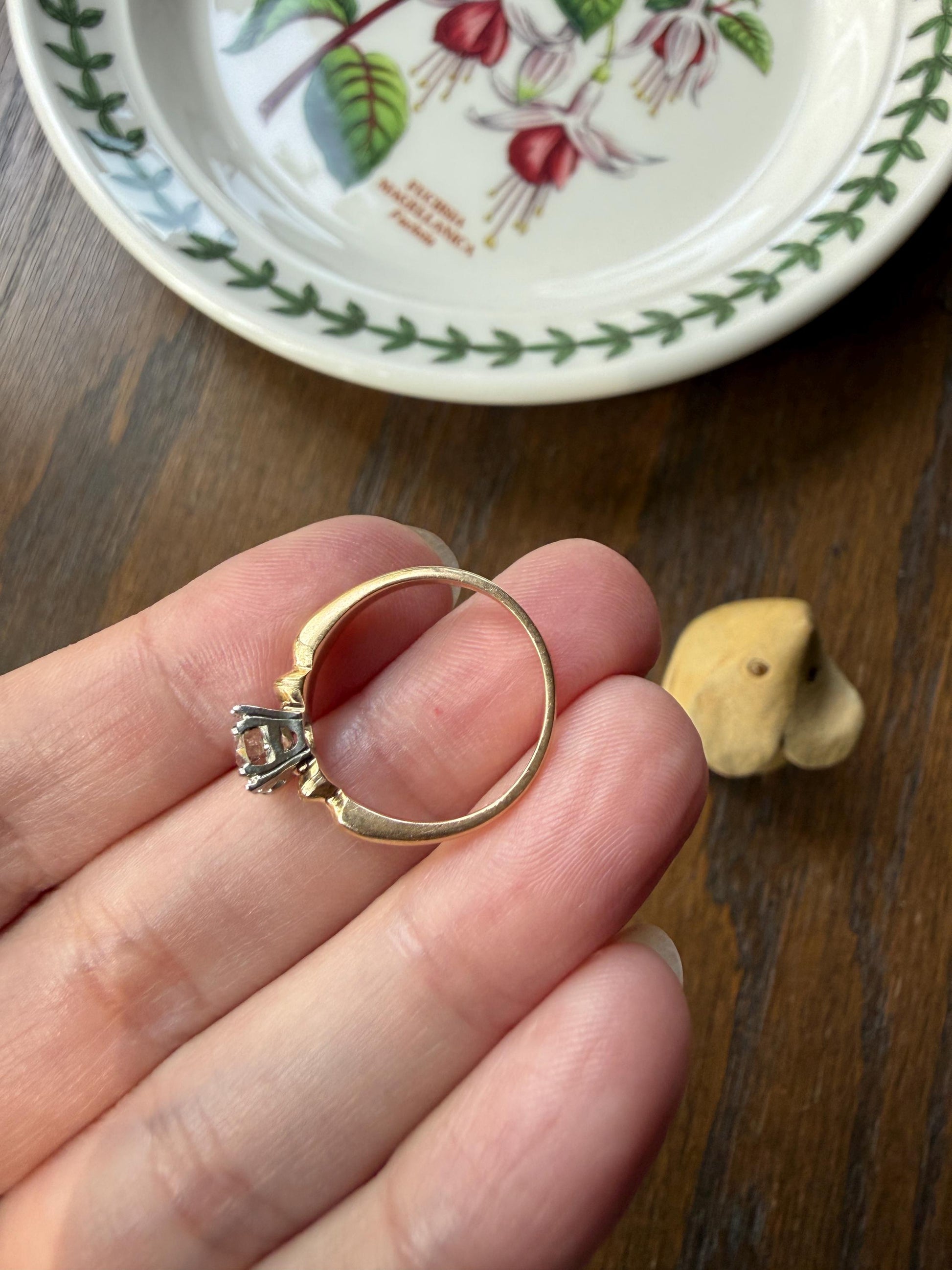 Antique .7 Carat Old European Cut DIAMOND Solitaire Engagement Ring Stacker 14k Yellow Gold Wedding Something Old Daily Wear Prong Set Gift