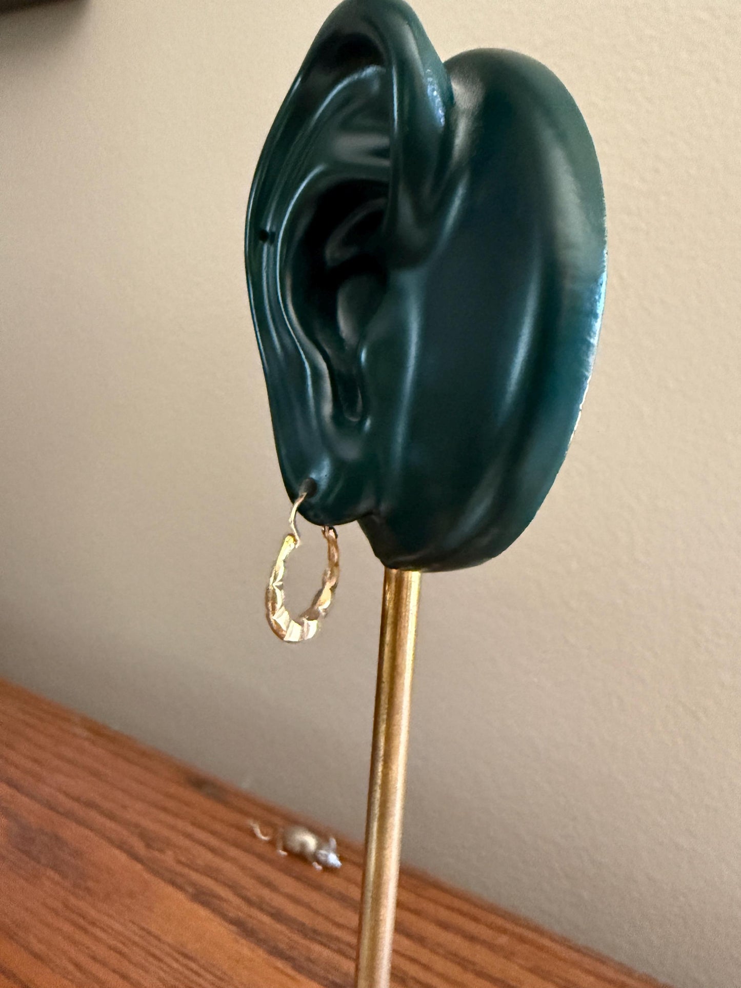 French Vintage CREOLE Hoop EARRINGS 18k Gold Dangle Scalloped Shimmering Gypsy Earstack