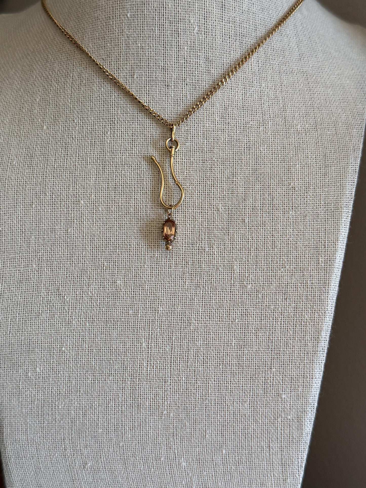 One Georgian ANTIQUE Precious Golden Topaz Pendant Bracelet Charm 18k 14k Gold Victorian Minimalist Glowing Peach Collet Set