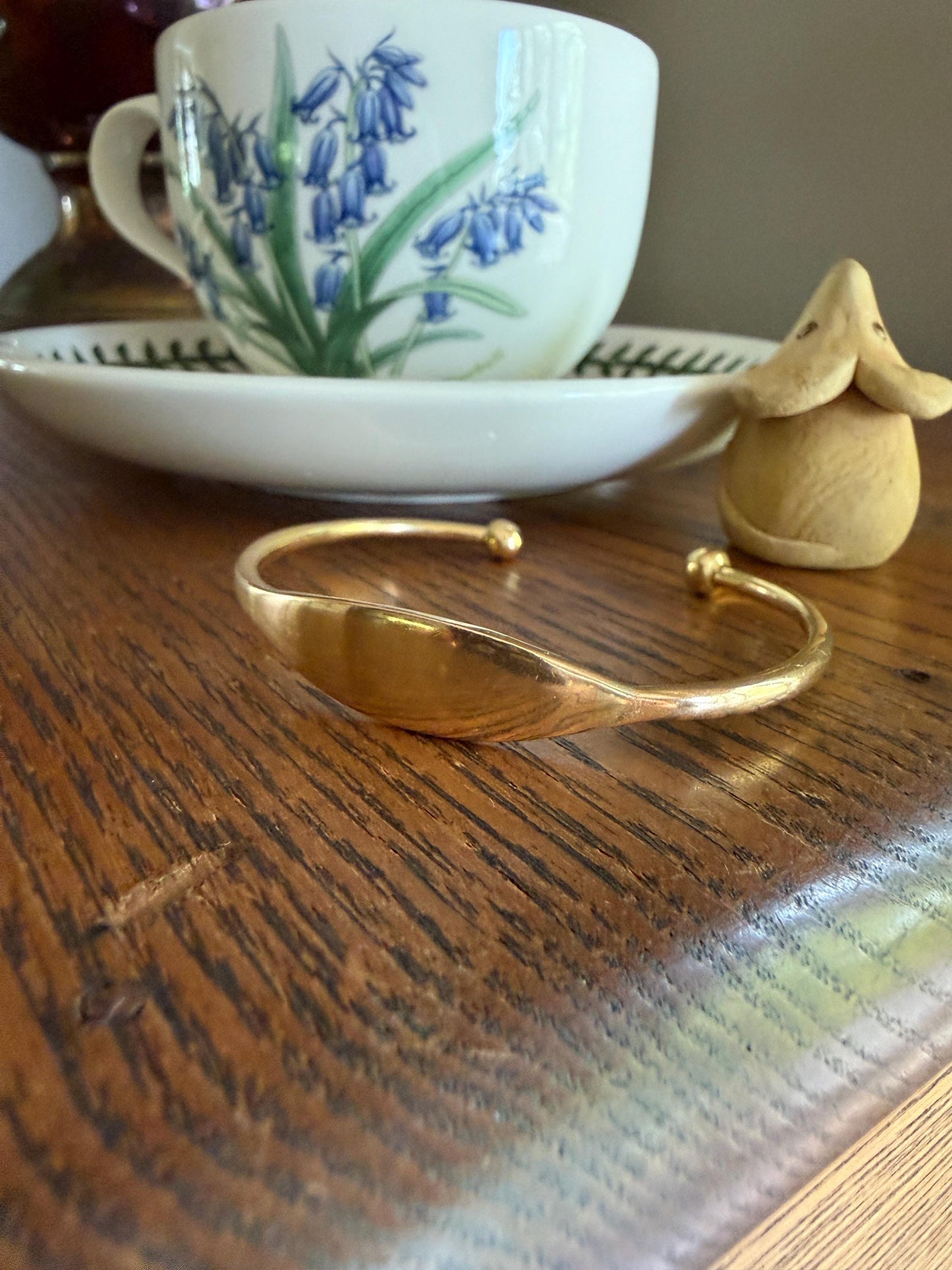 HEAVY French Vintage to Antique 17g 18k Gold Gold Solid Tension Cuff Bangle Adjustable Bracelet French Minimalist Wriststack To Engrave