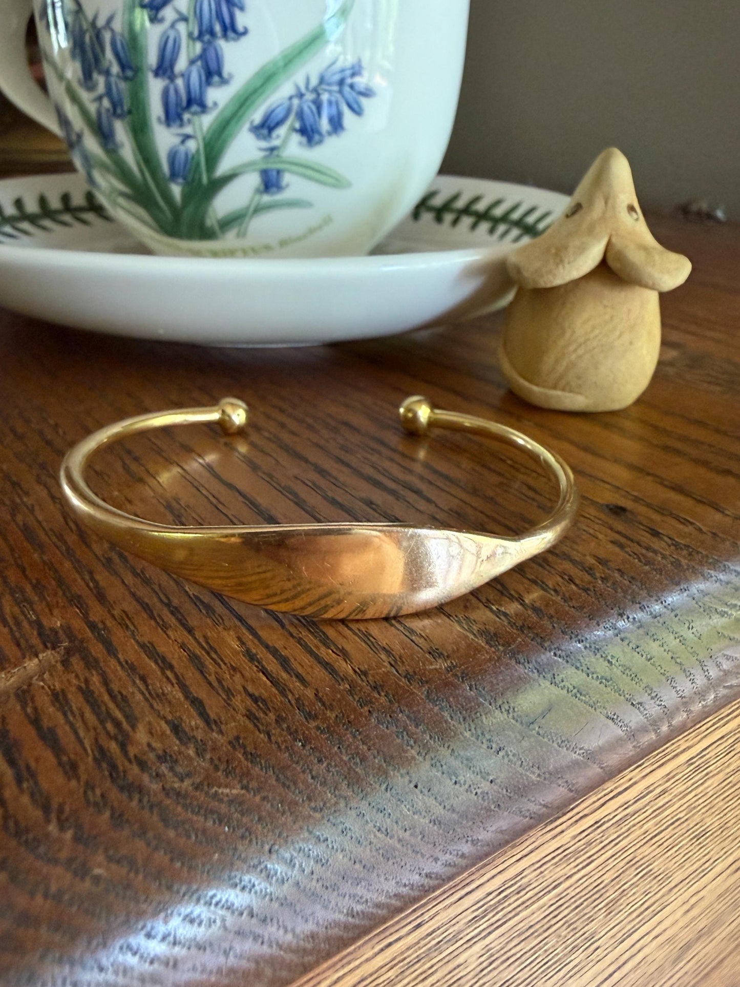 HEAVY French Vintage to Antique 17g 18k Gold Gold Solid Tension Cuff Bangle Adjustable Bracelet French Minimalist Wriststack To Engrave