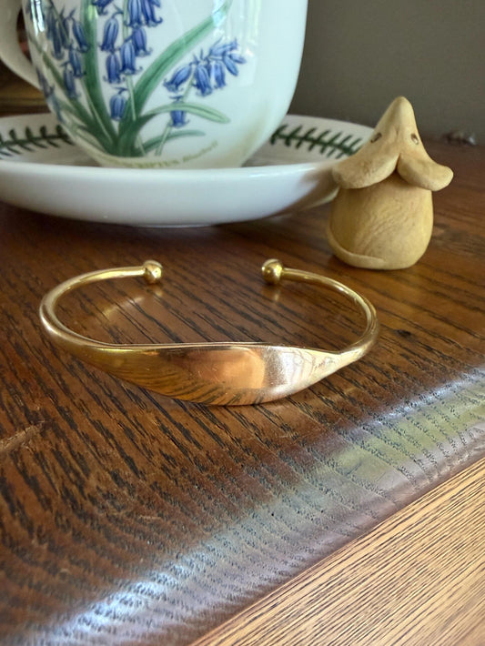 HEAVY French Vintage to Antique 17g 18k Gold Gold Solid Tension Cuff Bangle Adjustable Bracelet French Minimalist Wriststack To Engrave