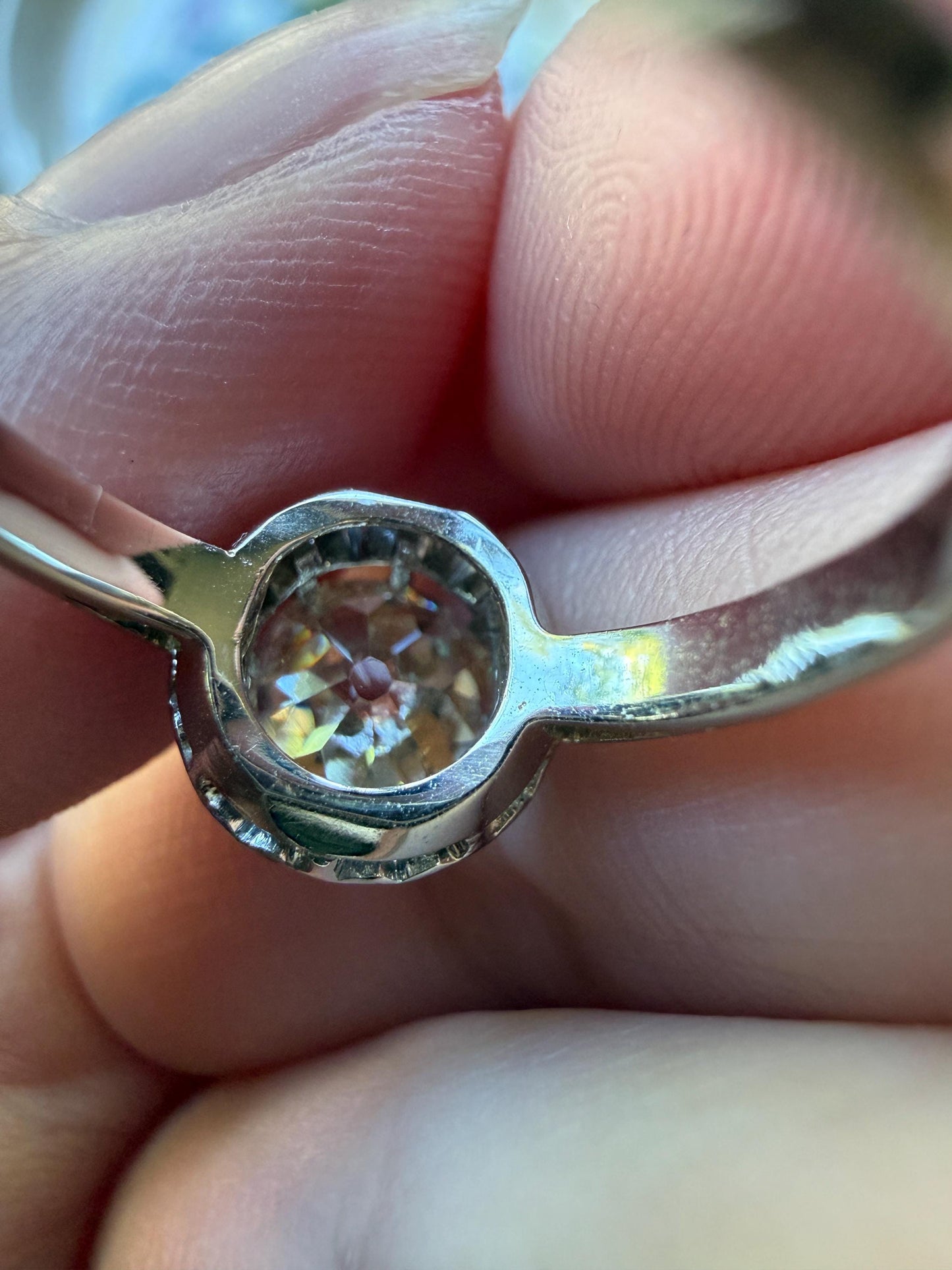 Original Vintage Eye Clean 1.55 Carat Natural Old Mine Cut DiAMOND Solitaire Ring French 18k White GOLD Platinum Engagement Art Deco 1.5Ctw