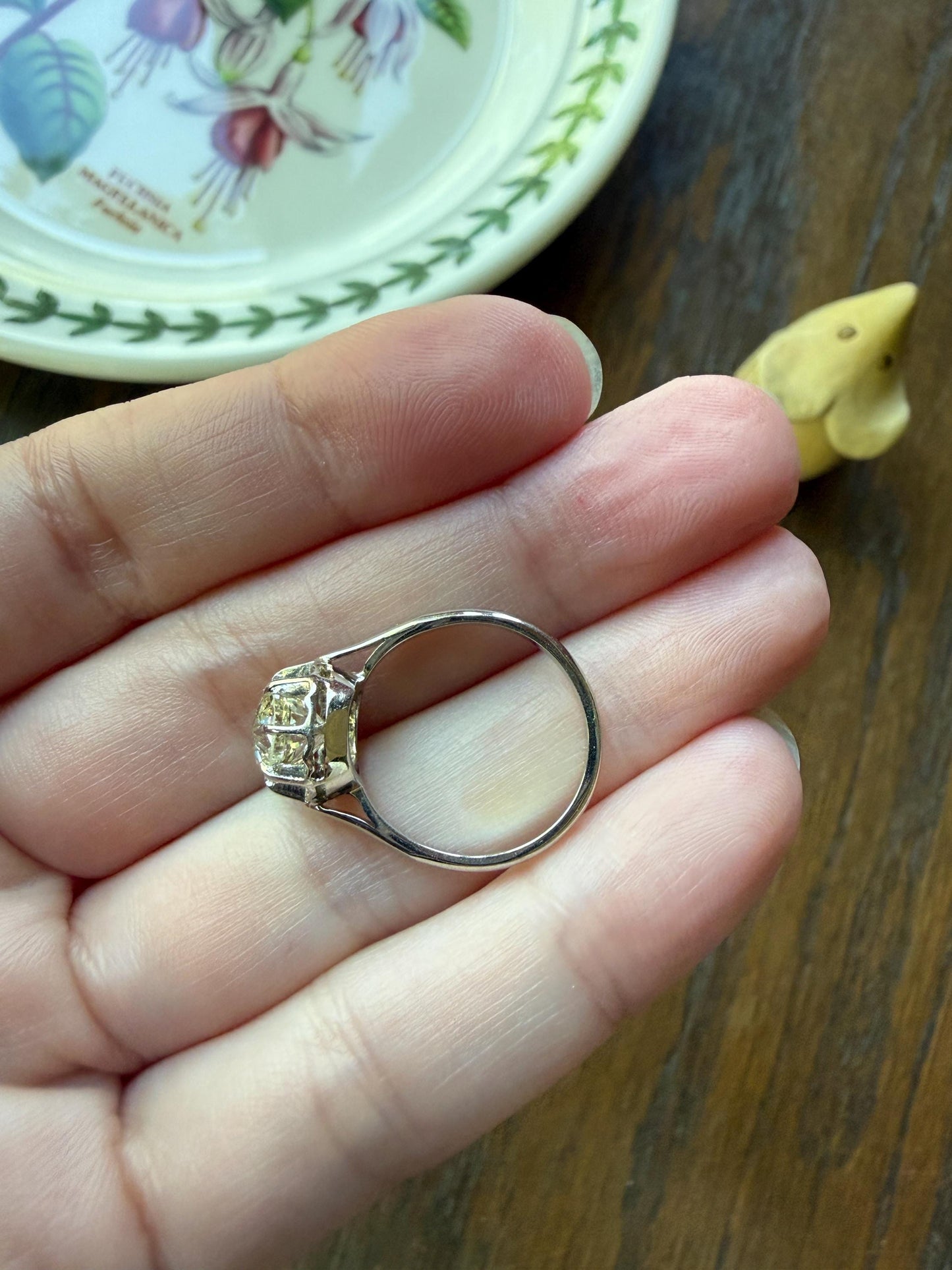 Original Vintage Eye Clean 1.55 Carat Natural Old Mine Cut DiAMOND Solitaire Ring French 18k White GOLD Platinum Engagement Art Deco 1.5Ctw
